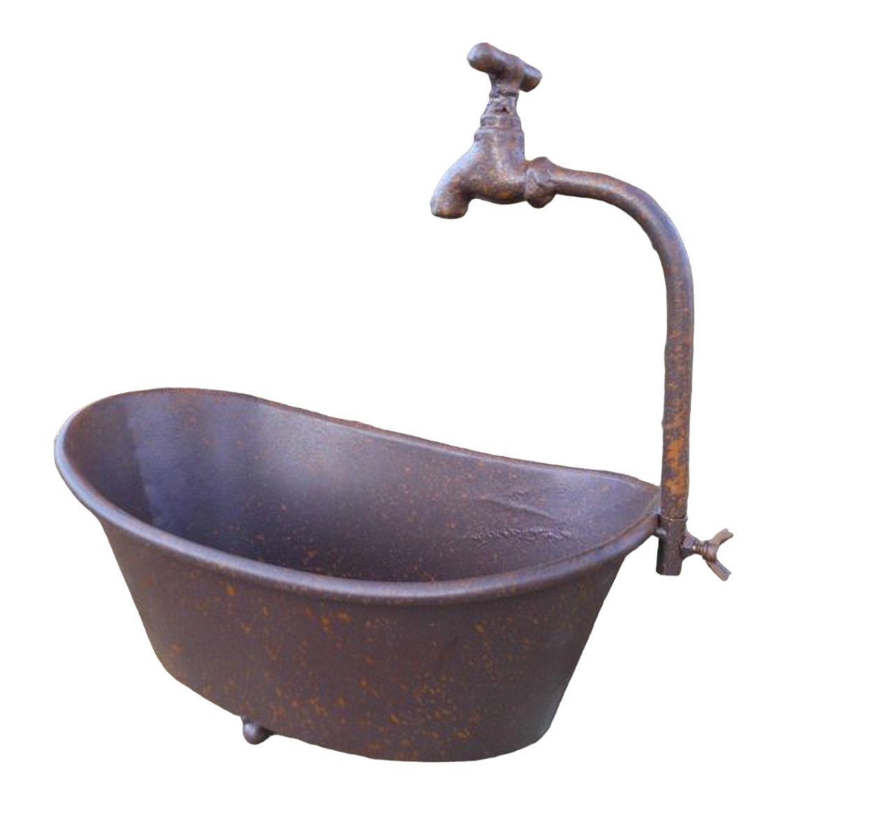 Deko-Impression Pflanzkübel Wanne mit Deko-Wasserhahn Eisenbottich Blumentopf Pflanzschale 31 cm (1 St)