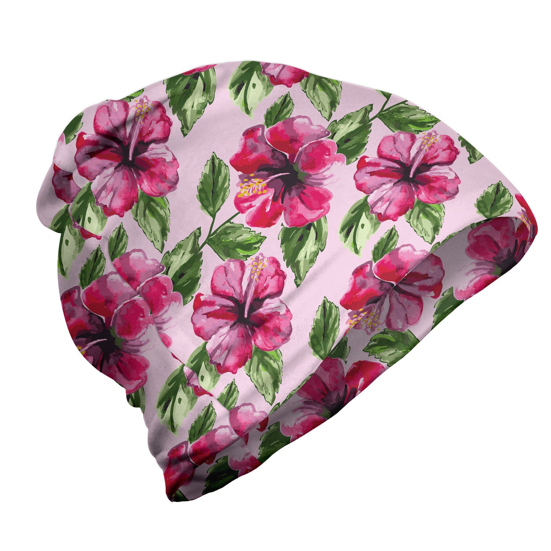 Abakuhaus Beanie Wandern im Freien Blumen Aquarell-Hibiscus Flowers