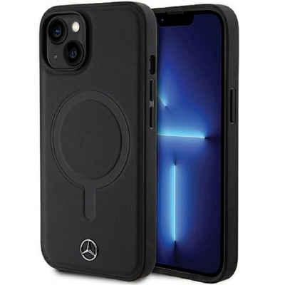 Mercedes Handyhülle Cover Case iPhone 14 MagSafe kompatibel Echtleder schwarz 6,1 Zoll, Kantenschutz