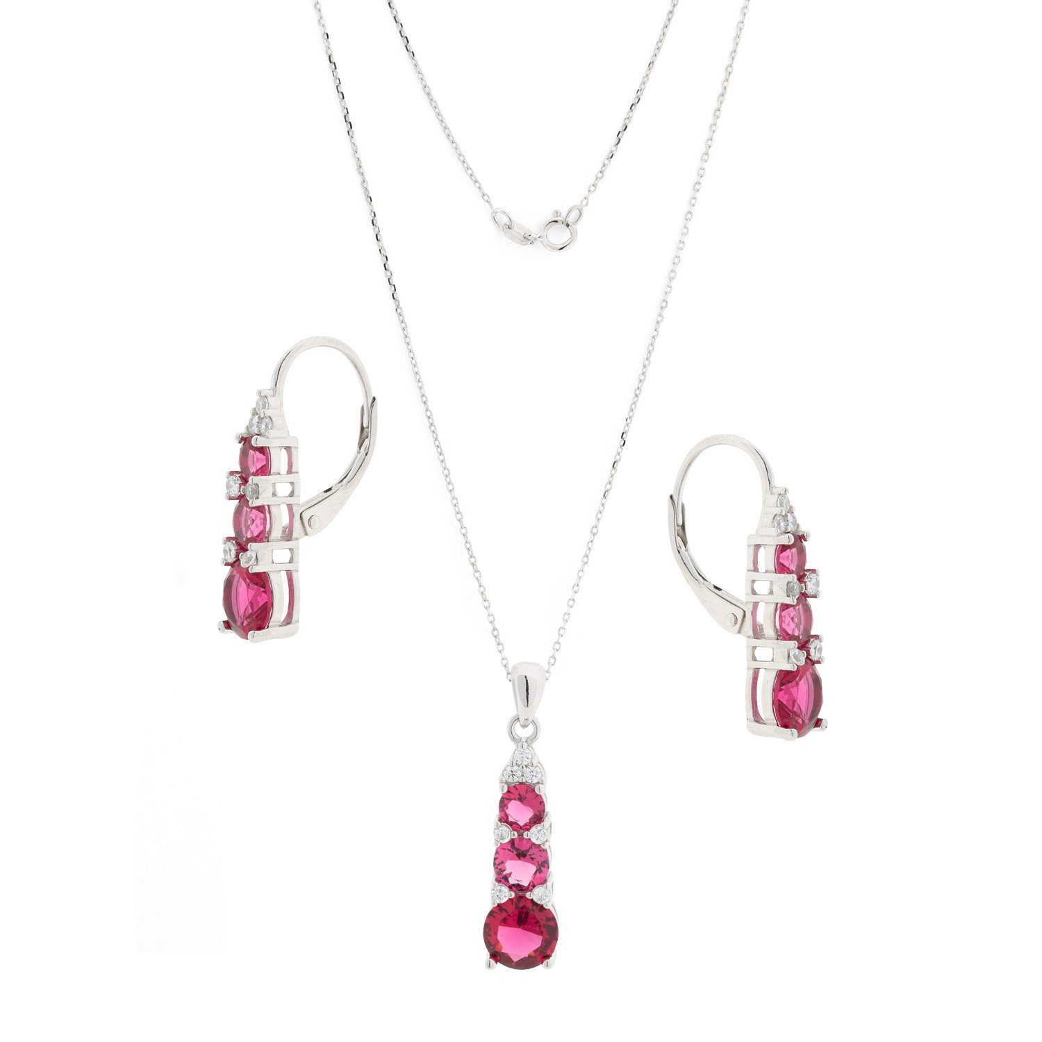 Schmuckset Ohrringe, Kette und Anhänger aus 925 Silber