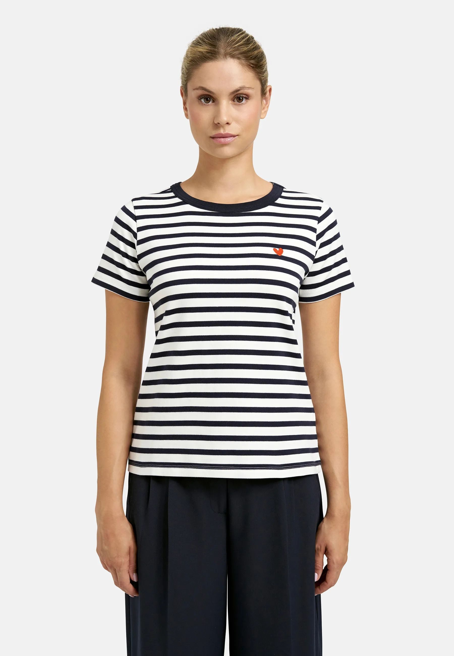 Smith & Soul T-Shirt im Streifendesign, Stickerei vorn