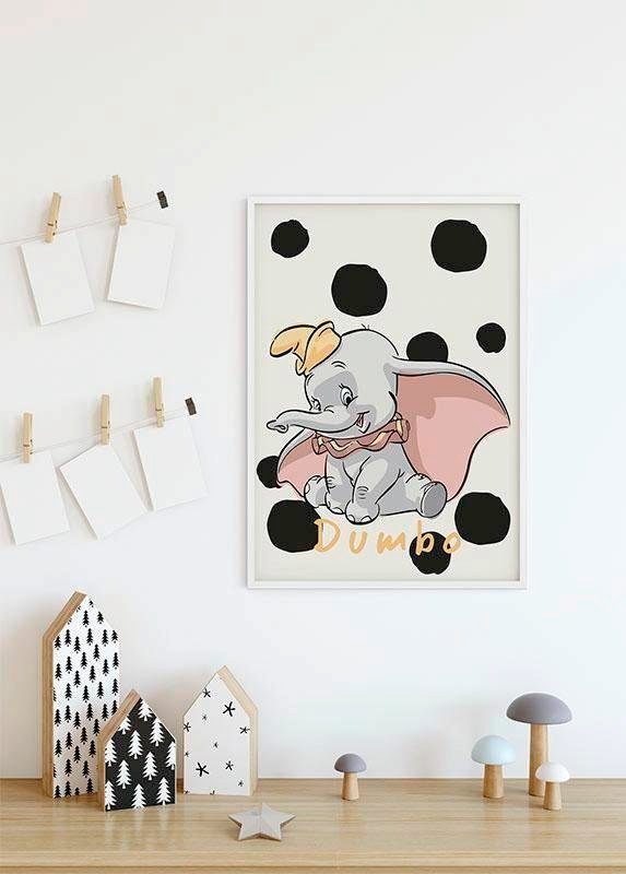 Komar Bild Dumbo Dots, Disney (1 St), Wandbild zur Dekoration im Kinderzimmer - ohne Rahmen
