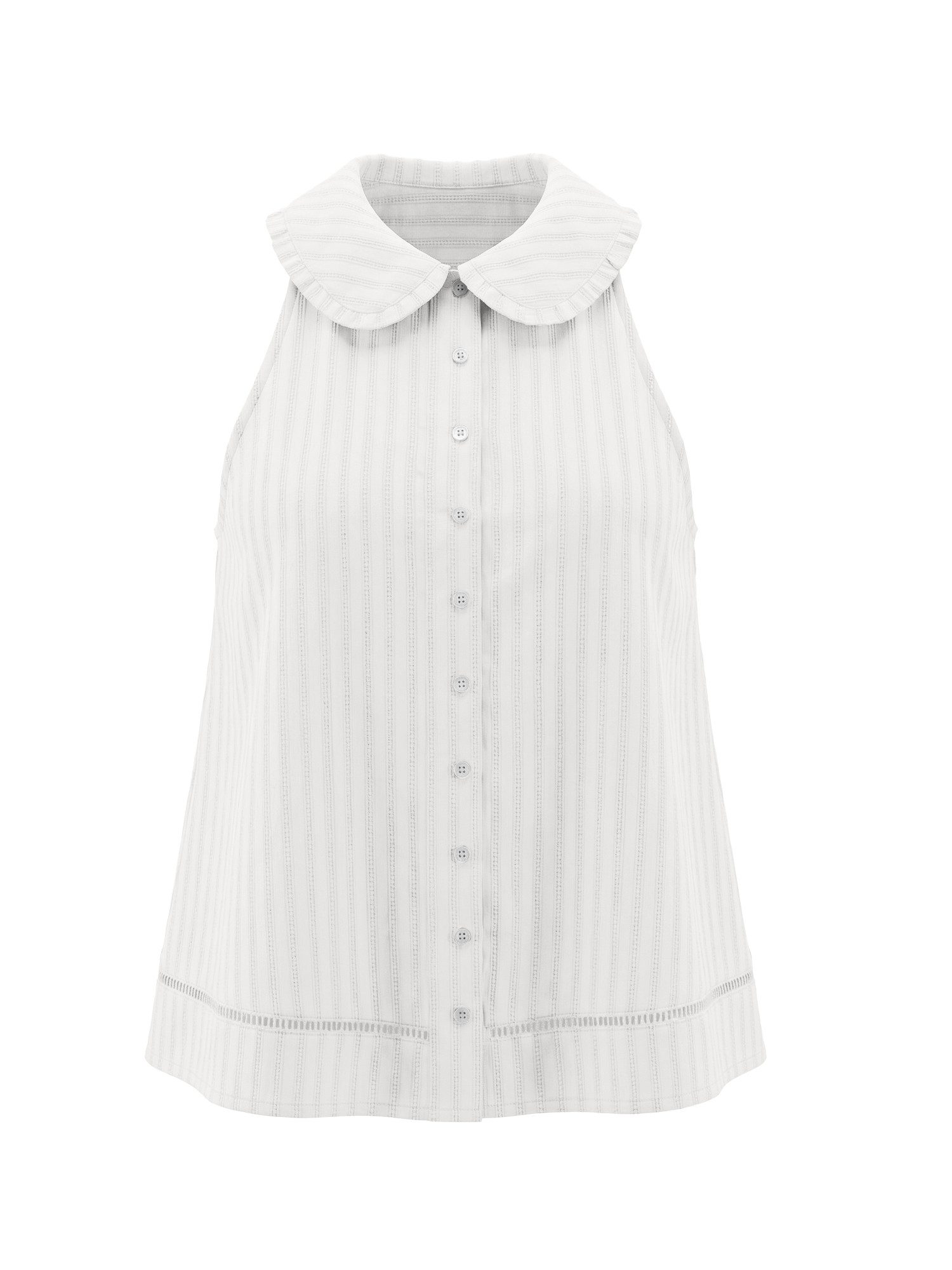 Imily Bela Blusentop Damen ärmellose Bluse mit Knopfleiste (Packung, 1-tlg., 1per-Pack) Puppenkragen – Bild 5 von 5