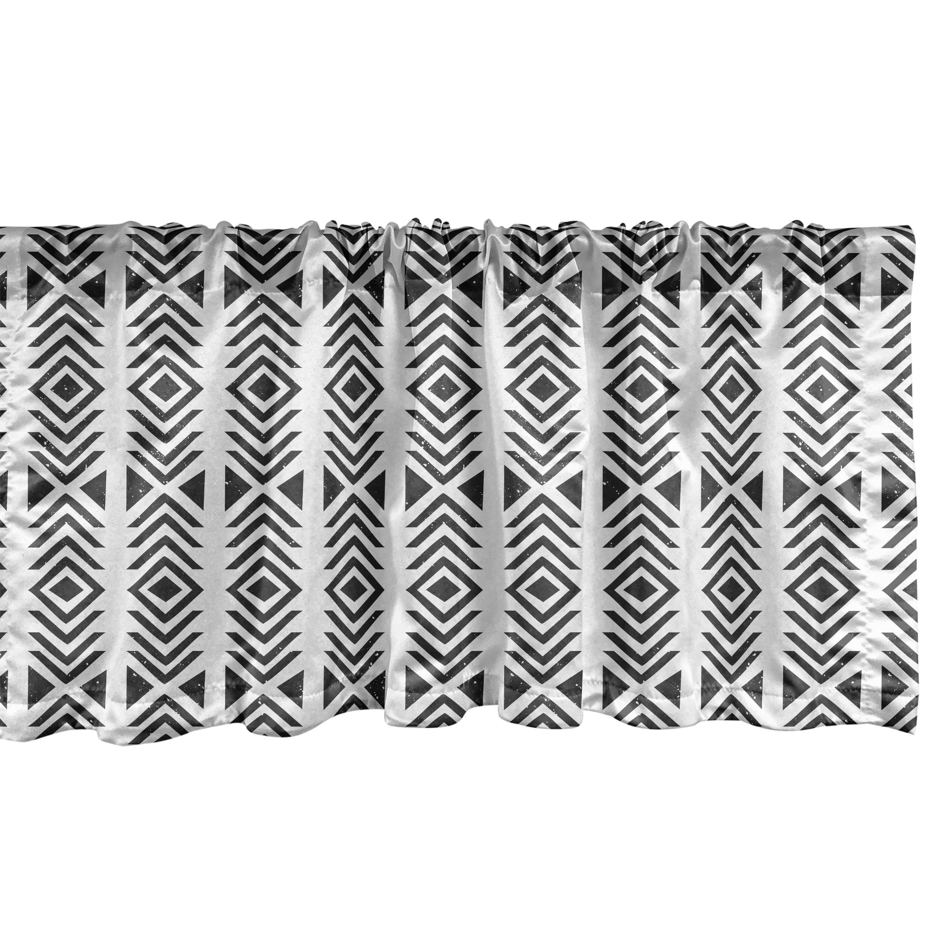 Scheibengardine Vorhang Volant für Küche Schlafzimmer Dekor mit Stangentasche, Abakuhaus, Microfaser, Abstrakt Grunge Geometrische Motive