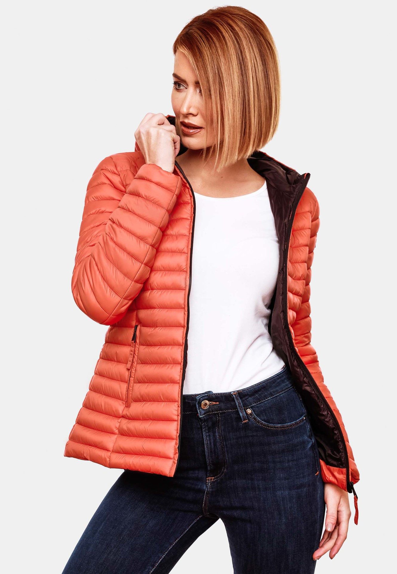 Marikoo Steppjacke Marikoo Asraa Damen Steppjacke B857 Übergangsjacke mit kontrastfarbendem Reißverschluss