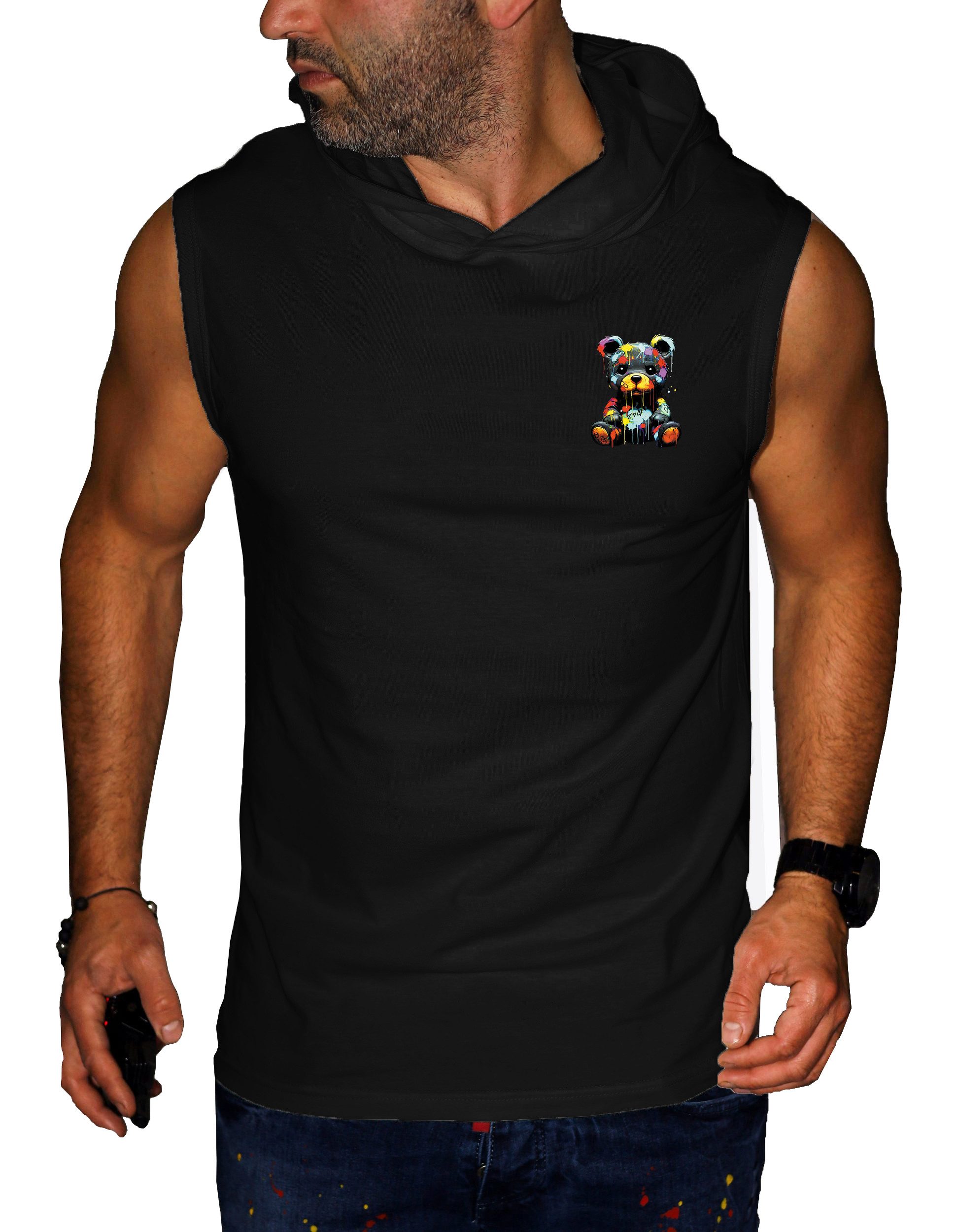 RMK Tanktop Ärmellos Shirt Herren Muskelshirt Gym Bär Teddybär aus 100% Baumwolle