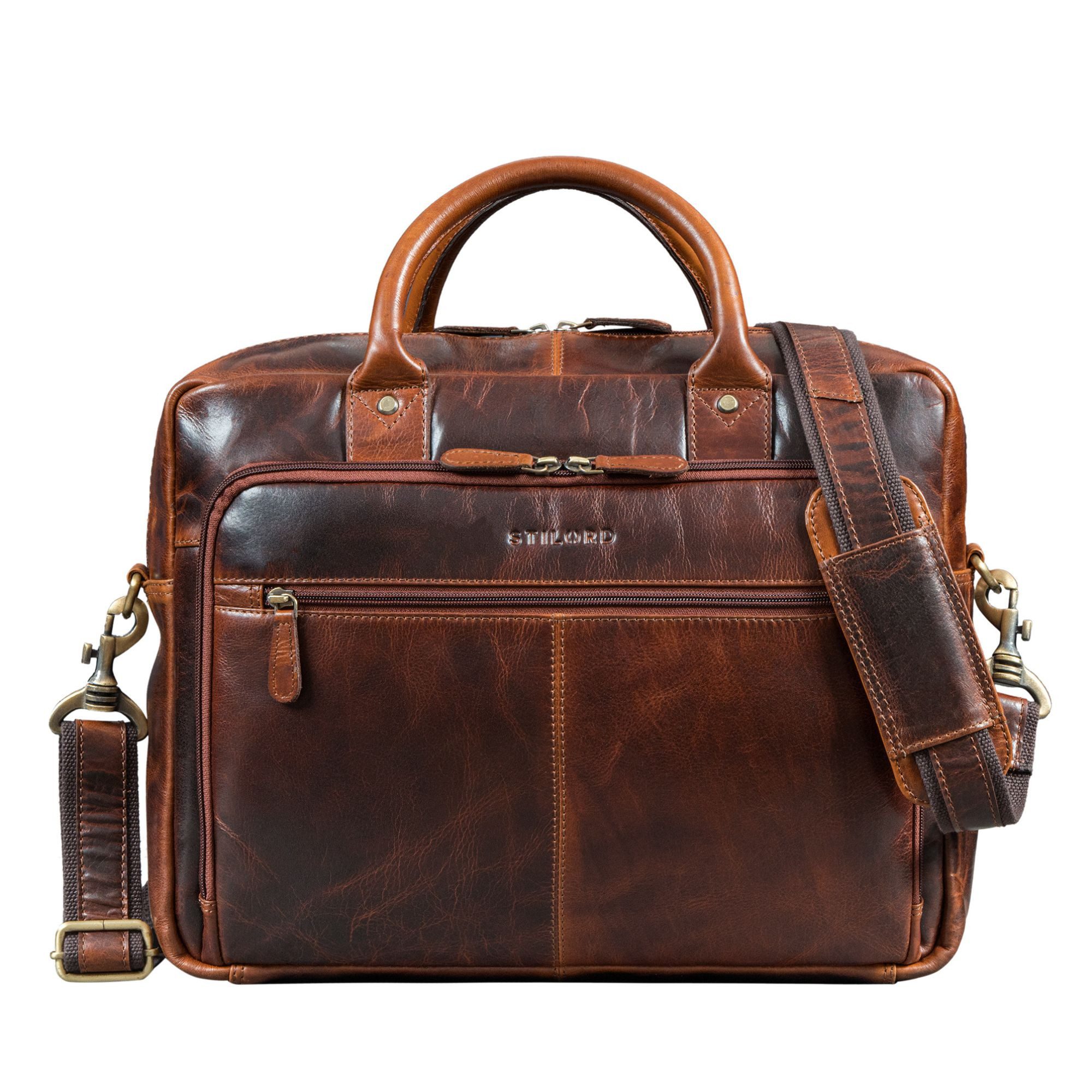 STILORD Aktentasche "Jerome" Echtleder Aktentasche Herren mit 16 Zoll Laptopfach, Laptoptasche Leder Arbeitstasche Männer Businesstasche Bürotasche