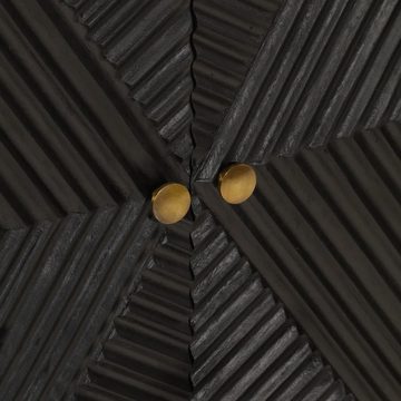 vidaXL Fächerschrank Sideboard Schwarz 55x30x76 cm Massivholz Mango und Eisen