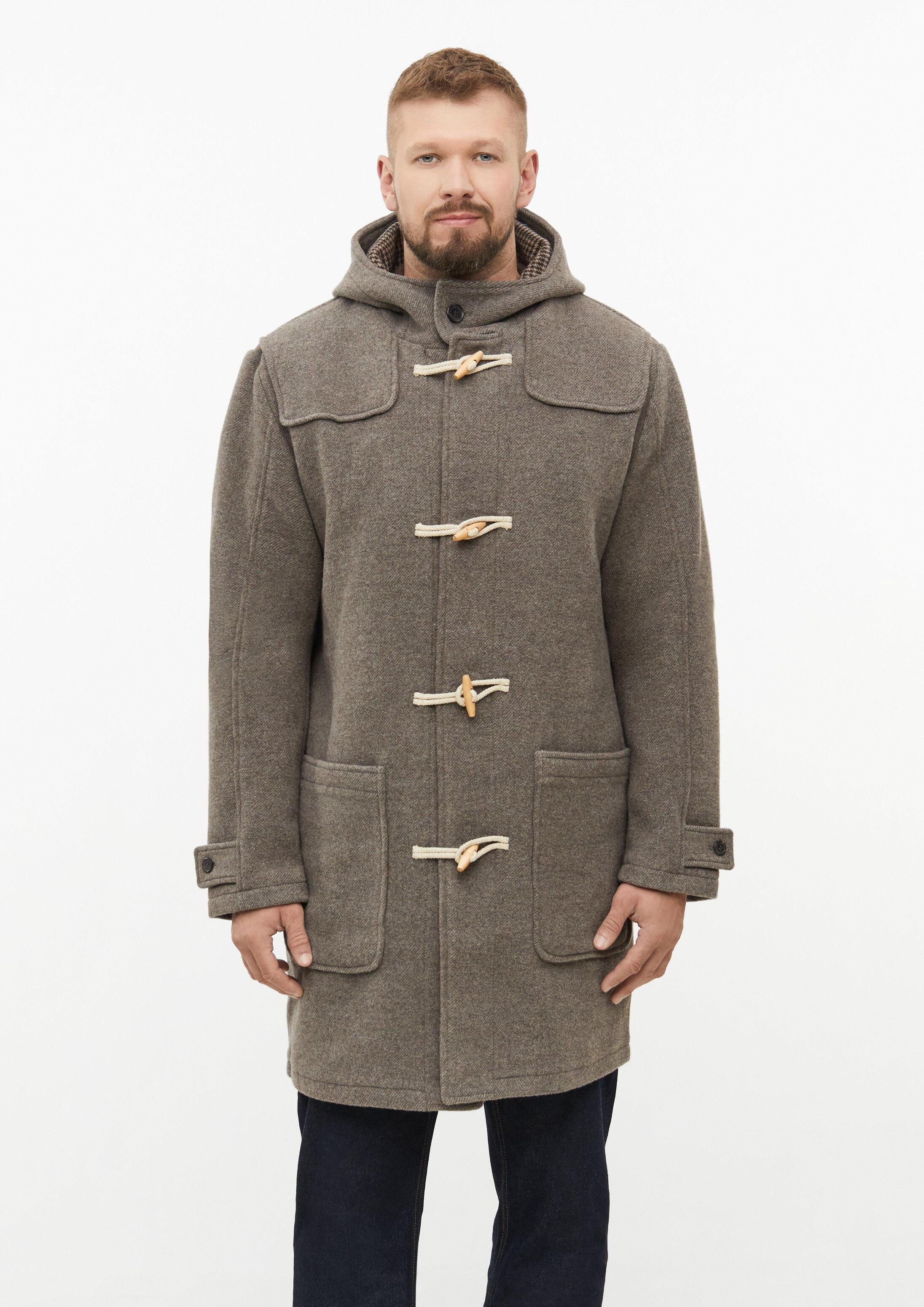 s.Oliver Wintermantel Outdoor-Jacke Wollmix-Dufflecoat mit Kapuze und aufgesetzten Taschen