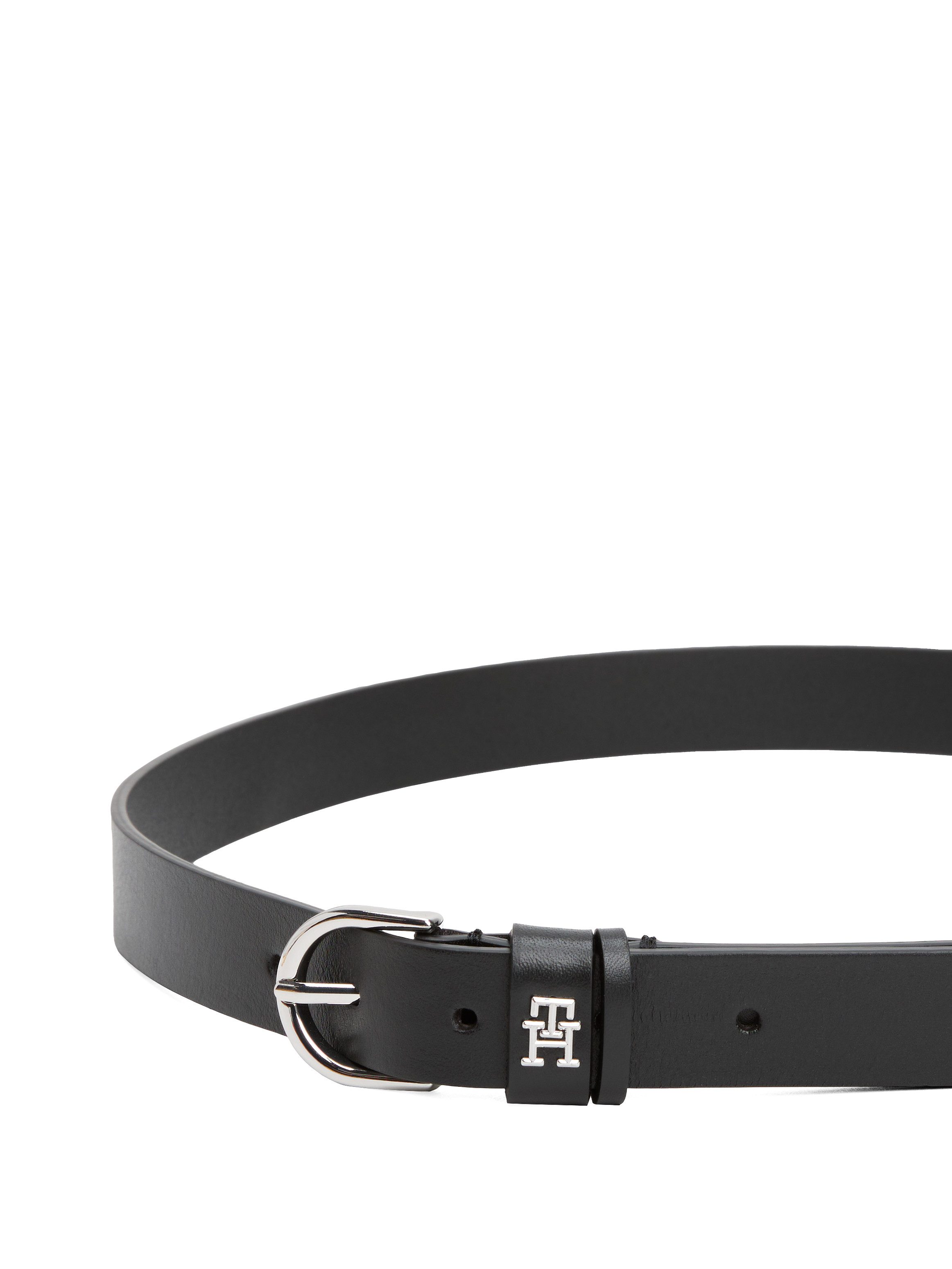 Tommy Hilfiger Ledergürtel ESSENTIAL EFFORTLESS 2.5 cm breit SILVER Einfachdornschließe, Metallemblem