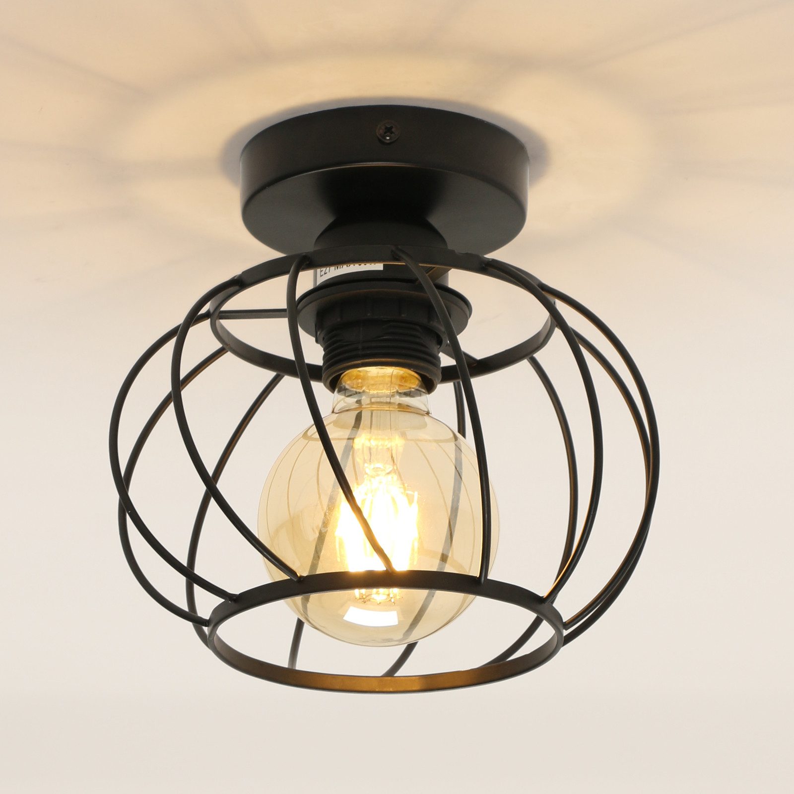 Goeco Deckenleuchte Schmiedeeiserne Deckenlampe, runde Dekolampe, günstig online kaufen