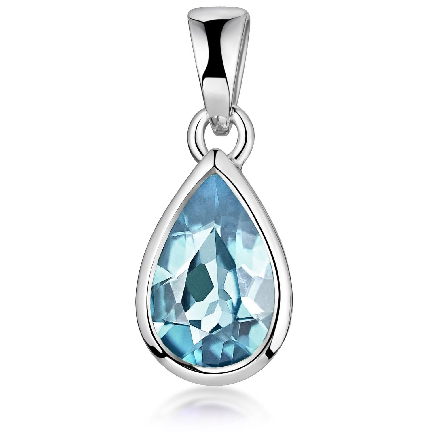 Materia Kettenanhänger Tropfen Blautopas Edelstein Hellblau KA-274, 925 Ste günstig online kaufen