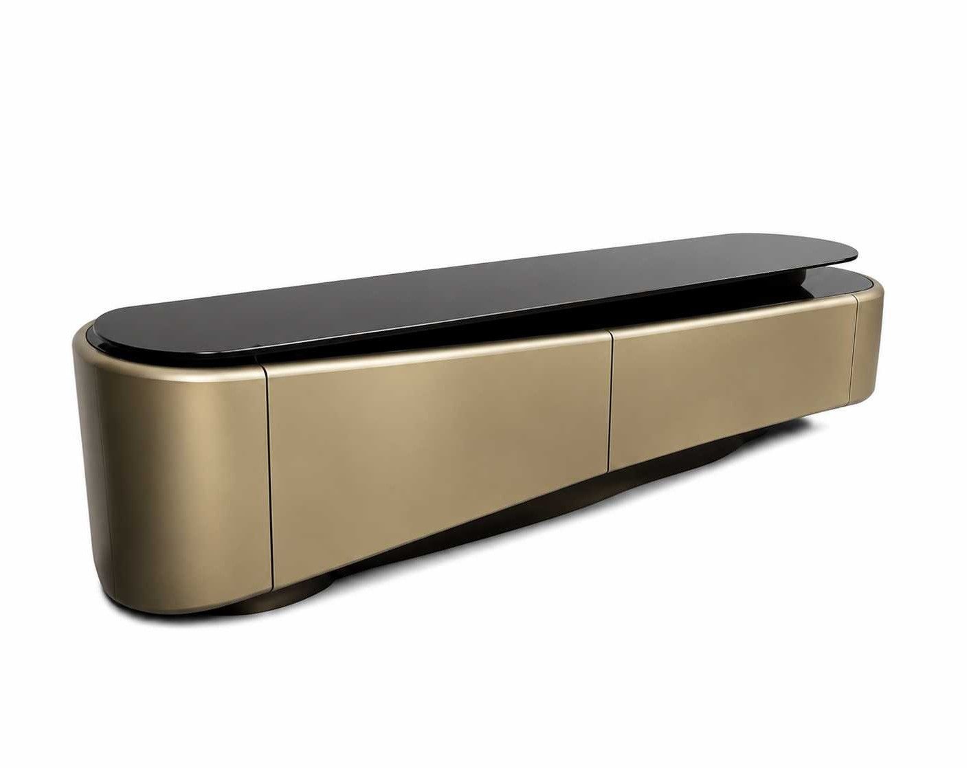 Xlmoebel Lowboard Moderner TV-Lowboard aus Holz in Gold für das Wohnzimmer, Made in Europa