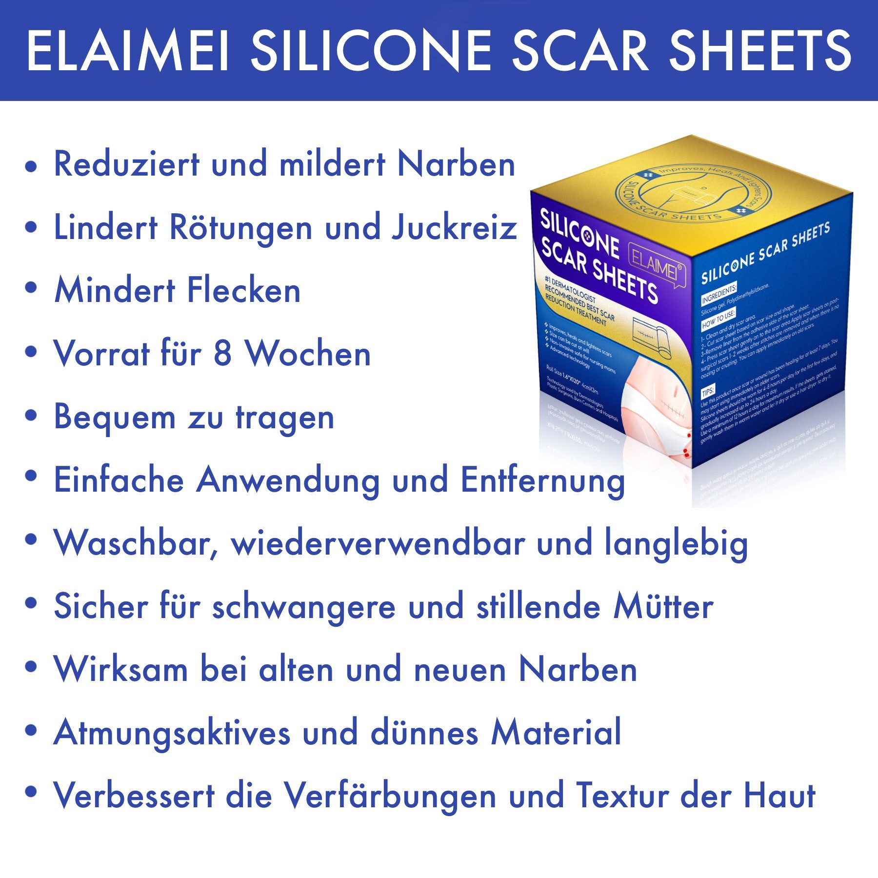 P-Beauty Cosmetic Accessories Wundpflaster Narbenpflaster Narben Reduktion Silicone Scar Sheets Transparent (1 St), Aknenarben, Dehnungsstreifen, Geschädigte Haut