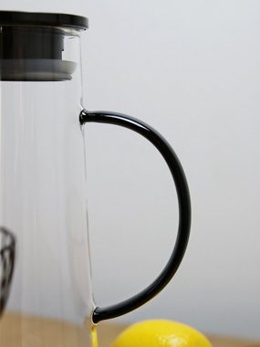 Emilja Wasserkrug Glaskrug 1,3L mit Deckel - Black High