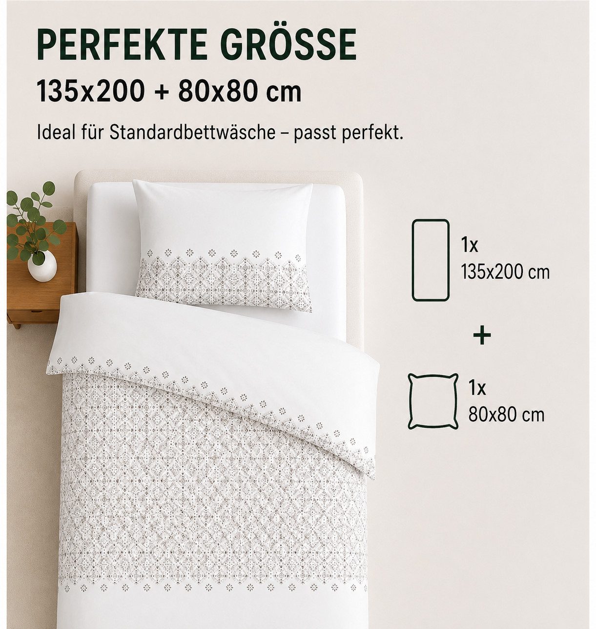 Malika Bettwäsche Baumwolle weiche Bettwäsche für gemütliche Nächte, Baumwolle, 2 teilig, pflegeleicht, hautfreundlich, angenehm weicher Stoff – Bild 3 von 5