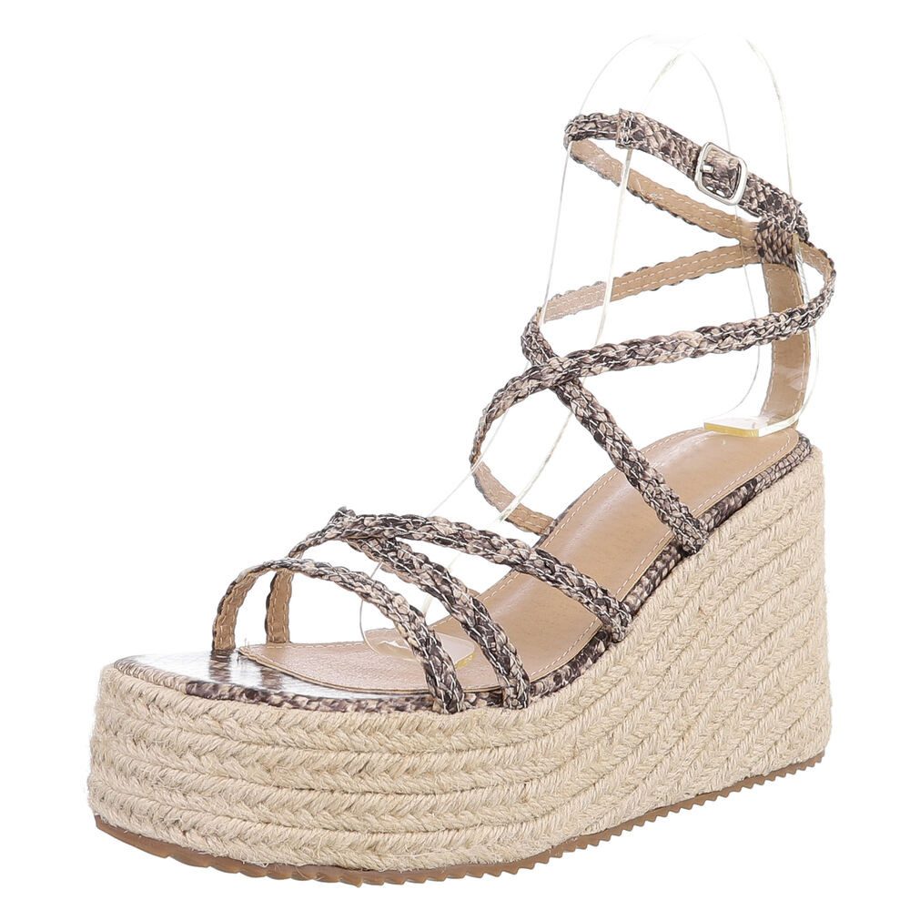 Ital-Design Wedge-Sandalen mit geflochtenen Riemen für Damen Plateausandale günstig online kaufen