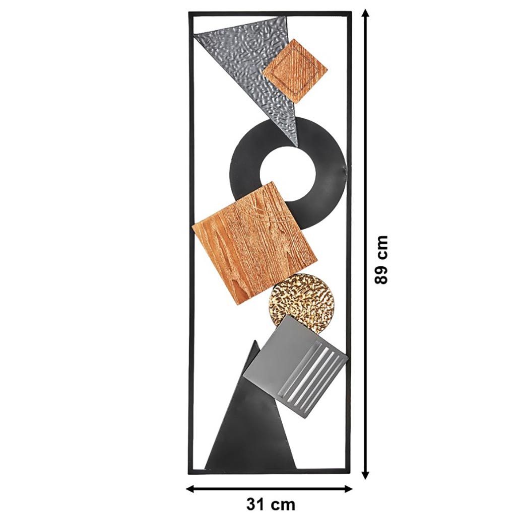 Kobolo Wandbild Metallbild LINES aus Metall, Wohndeko Wanddekoration Wanddekoobjekt, Formen (Einzelstück, 1 St), Holz und Metall