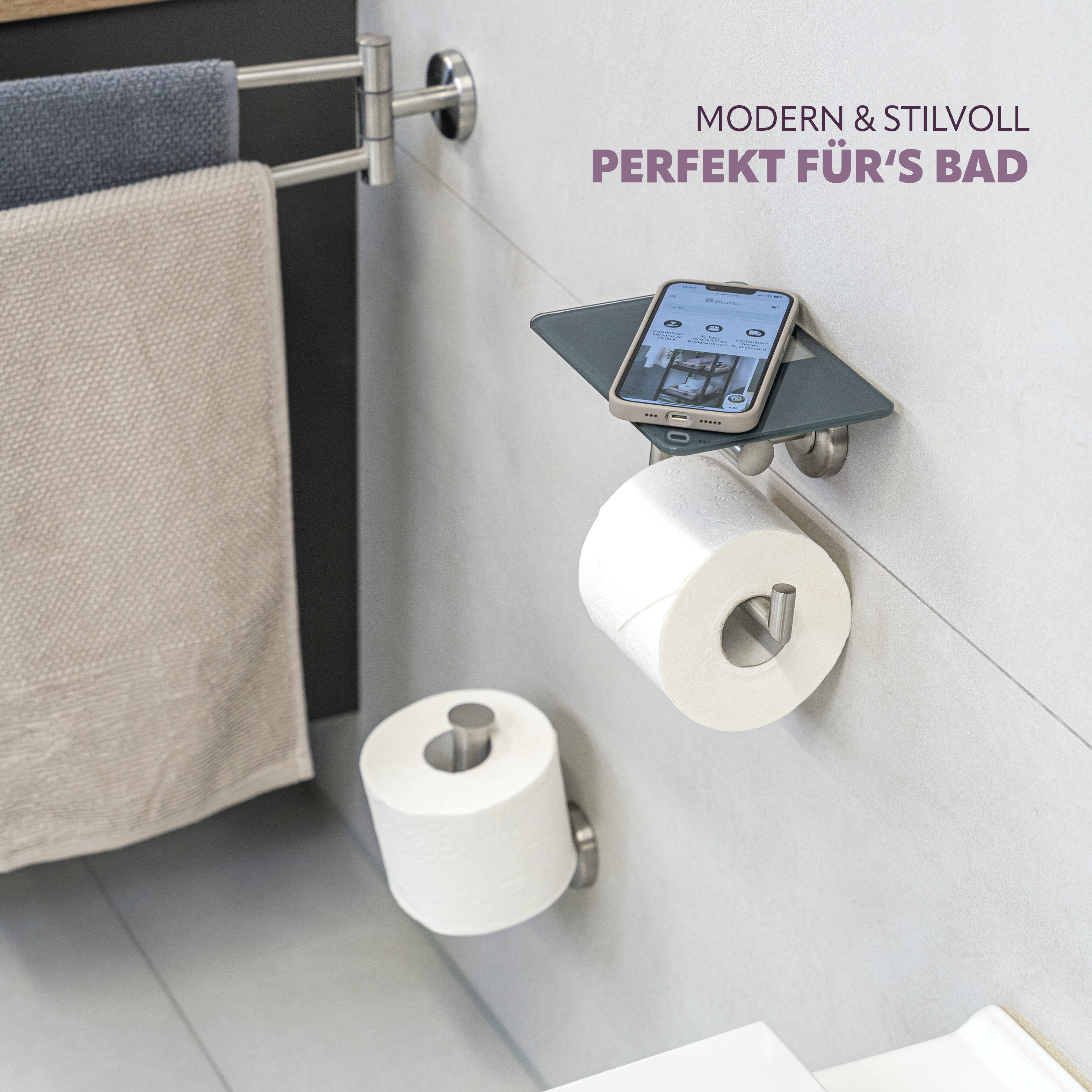 bremermann Toilettenpapierhalter Bad-Serie PIAZZA - mit Glasablage, aus Gla günstig online kaufen