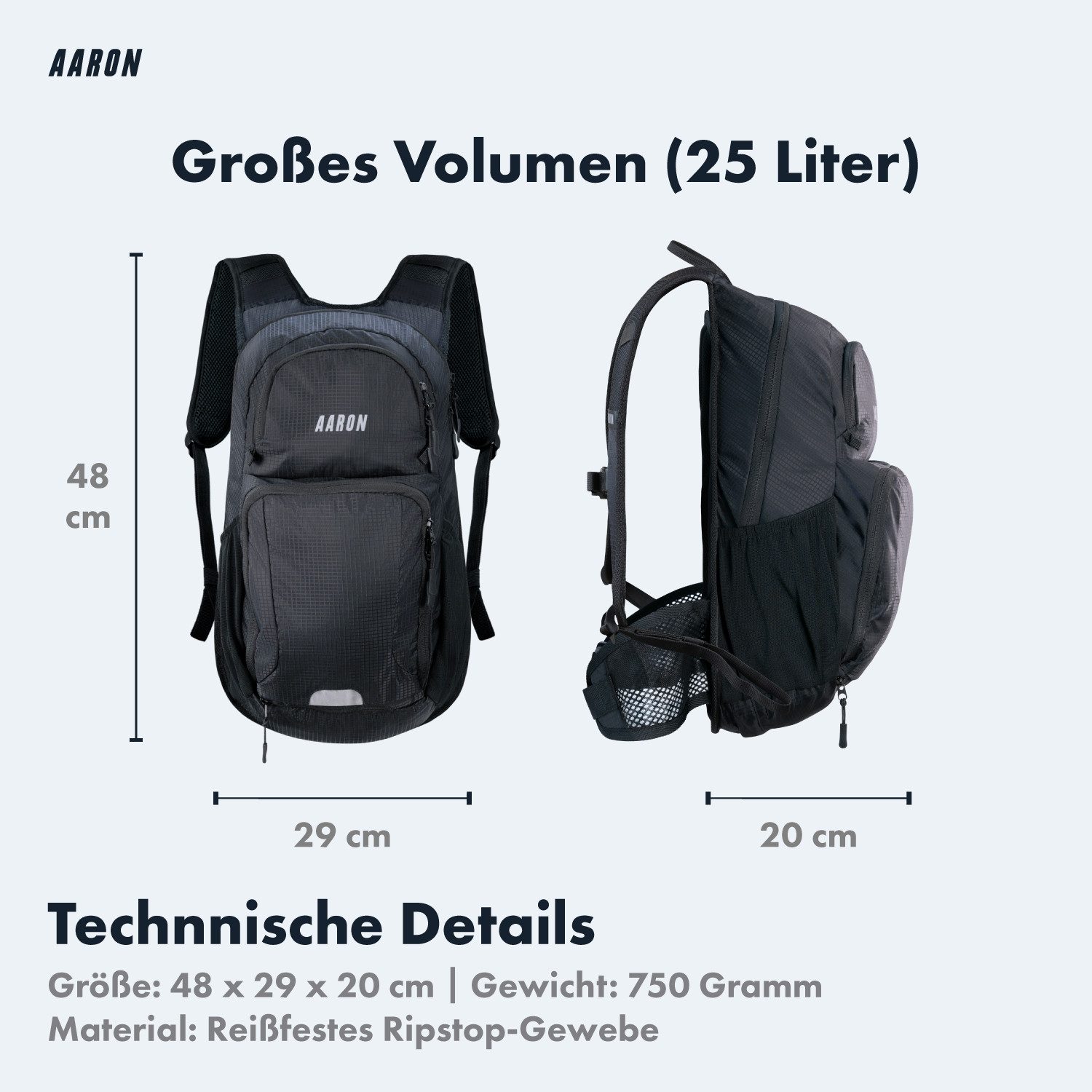 AARON Fahrradrucksack 25L Sportrucksack Fahrrad wasserdicht mit Regenschutz Trekking Tour