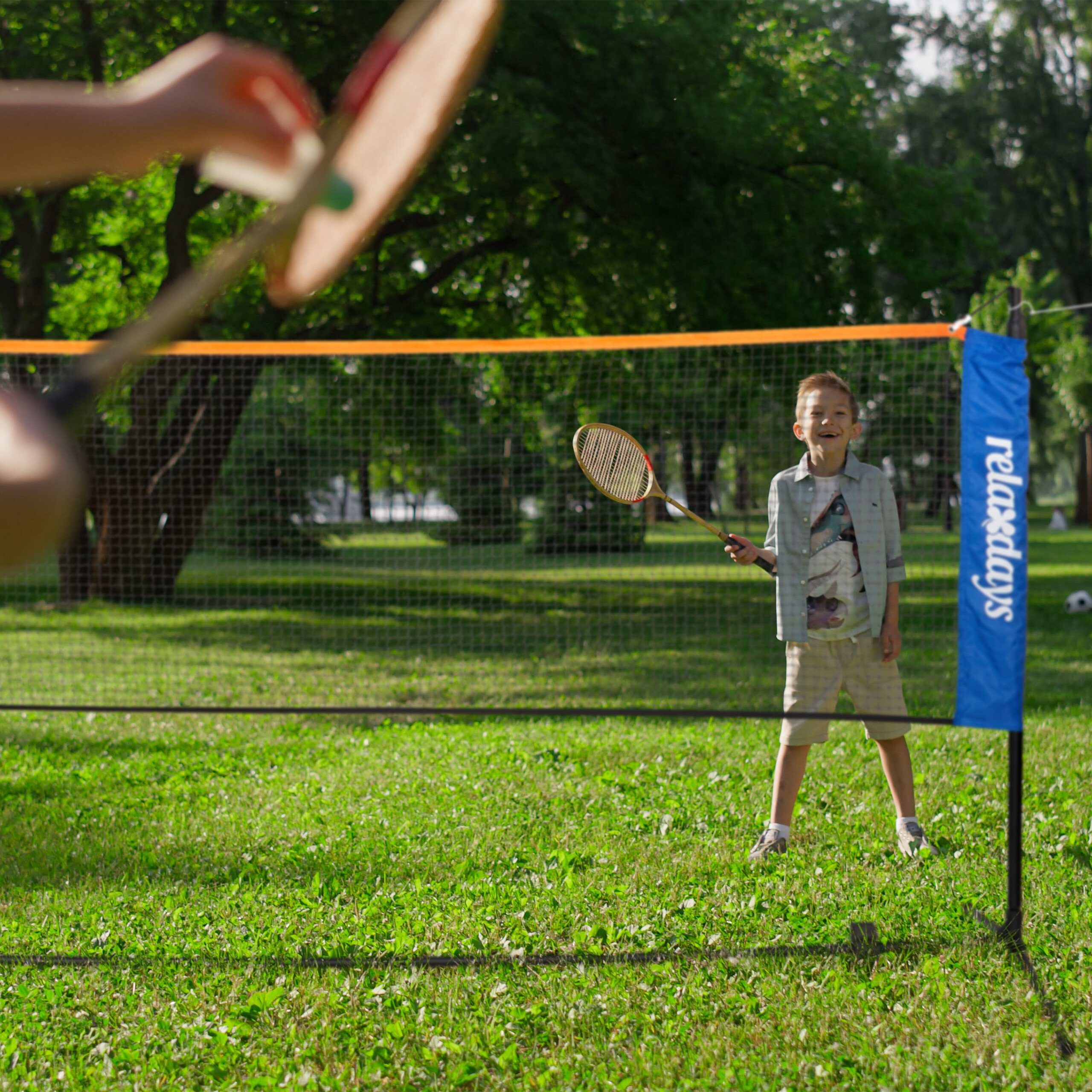 relaxdays Badmintonnetz Höhenverstellbares Badminton Netz