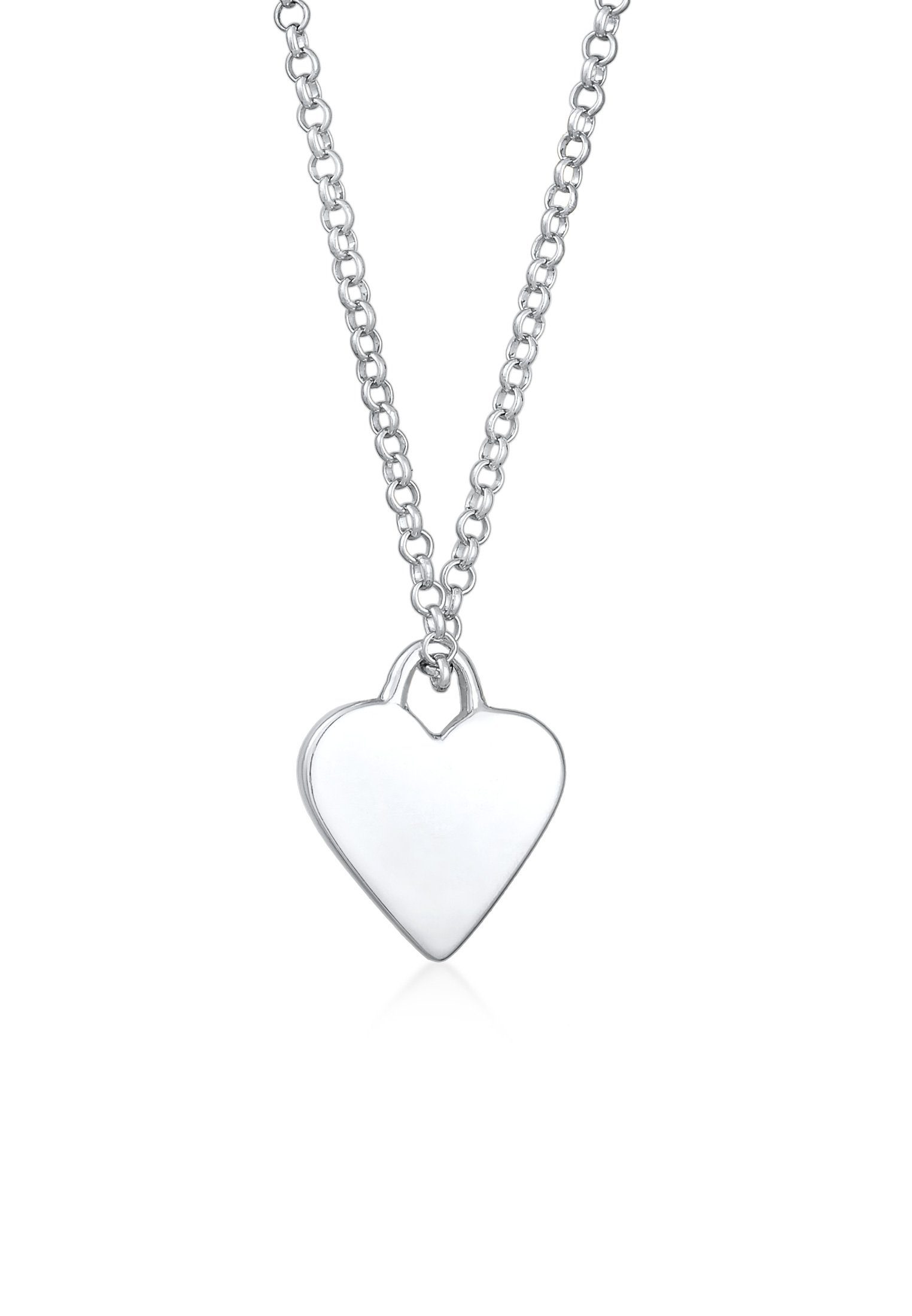 Kette mit Anhänger Herz Plättchen Anhänger Filigran 925 Silber