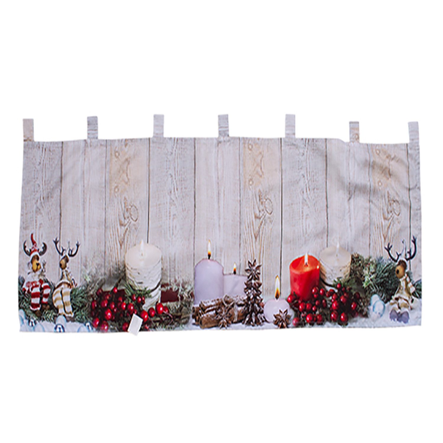 Mojawo Lichtervorhang X-Mas Gardine Scheibengardine Weihnachten Fenstergardine LED 45x120cm