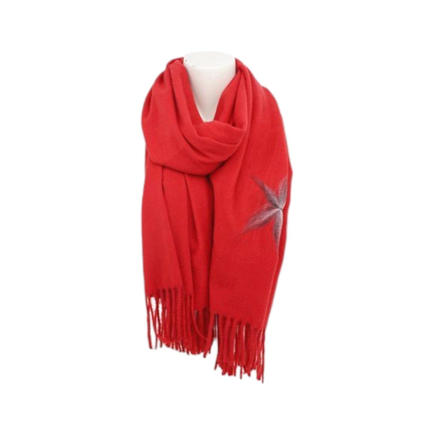 Antonio Schal Winter Damen Schal Cashmera » Fransenschal Soft Feeling, (Kein Set, 1-St. Einzelner Schal), » Winterschal 180x72 cm » Damenschal mit Blume