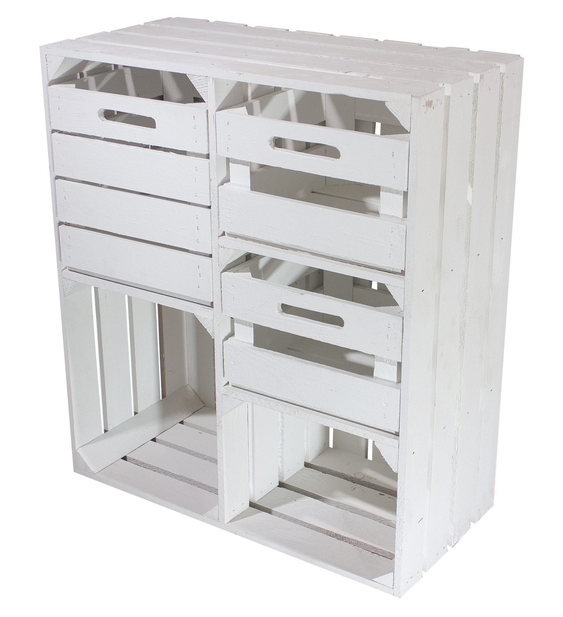 Allzweckkiste große Kommode HS3 weiss mit Schubladen (Spar-Set)