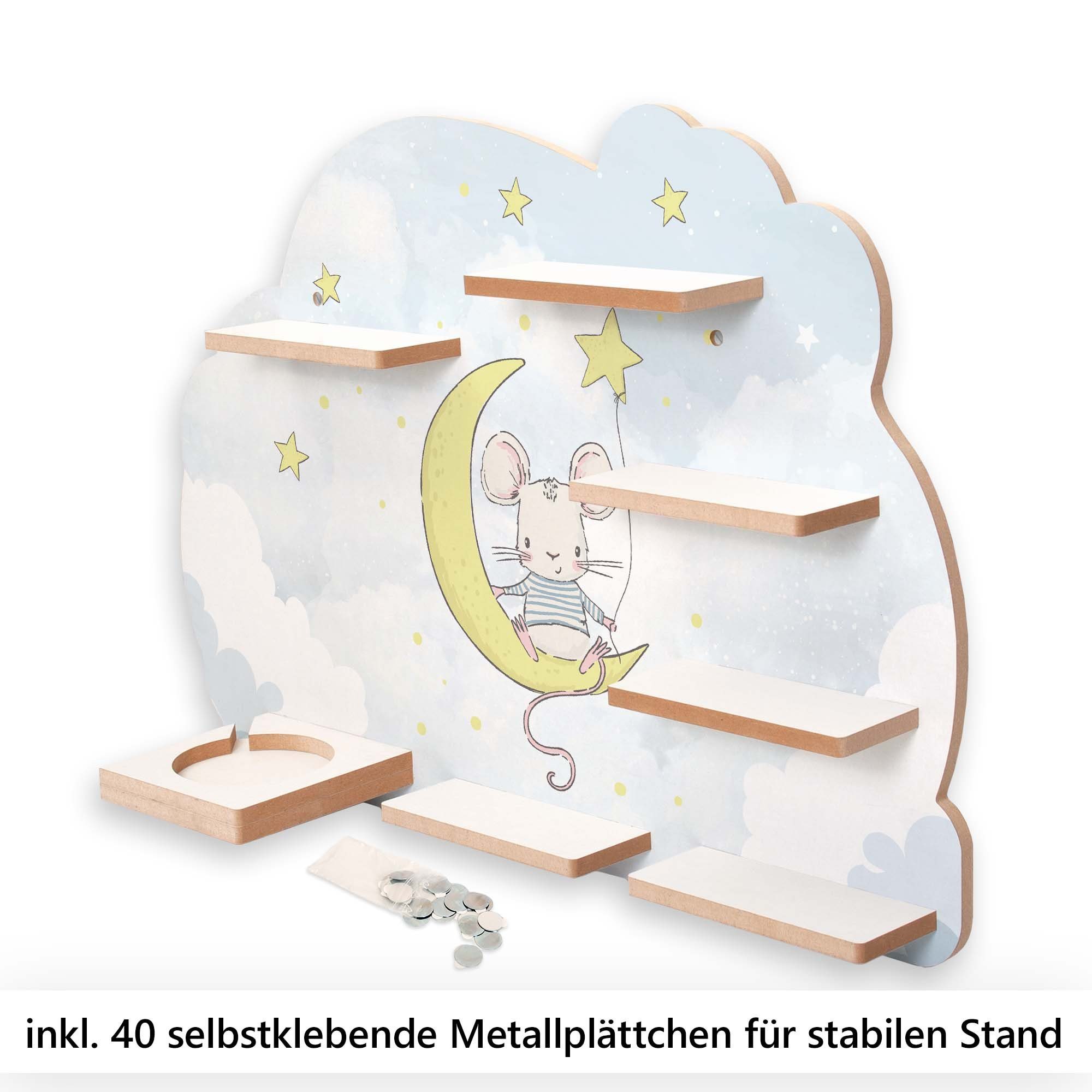 Sterne, Feder Metallplättchen und & TONIES Maus inkl. MUSIKBOX-REGAL TONIE-BOX für Wandregal Kreative 40