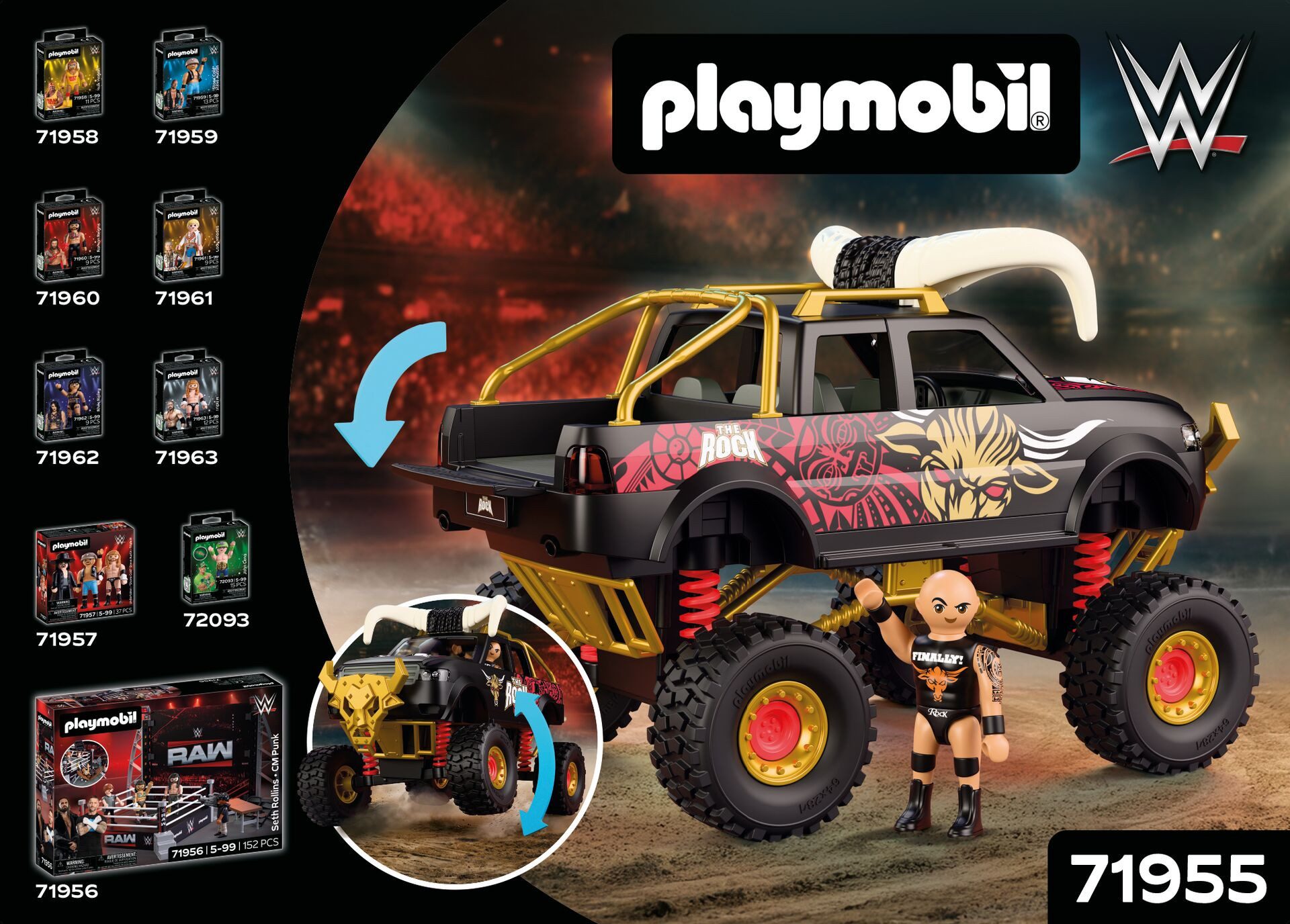 Playmobil® WWE The Rock Monster Truck (71955), WWE Konstruktions-Spielset, Made in Europe