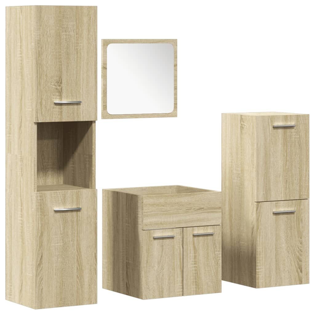 vidaXL Badezimmer-Set 4-tlg. Badmöbel-Set Sonoma-Eiche Holzwerkstoff, günstig online kaufen