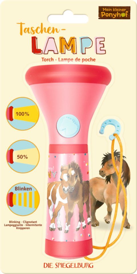 COPPENRATH DIE SPIEGELBURG LED Taschenlampe »Mein kleiner Ponyhof Pferde  Kindertaschenlampe rot« (Set, 1-St., 1), 3 Leuchtmodi: volle Leuchtkraft,  50% Leuchtkraft, Blinken.