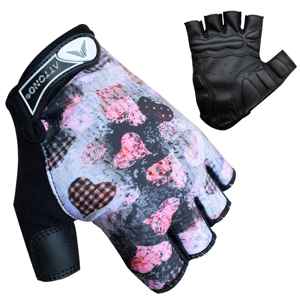 ATTONO Fahrradhandschuhe Damen Fahrrad Handschuhe mit Gel-Polster und Frottee-Daumen