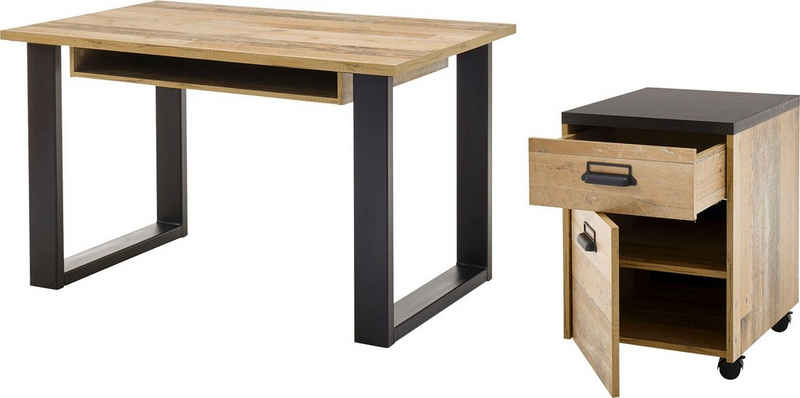 Home affaire Schrank-Set »SHERWOOD«, (2-St), Büromöbel Set, mit Apothekergriffen aus Metall, Breite ca. 165 cm