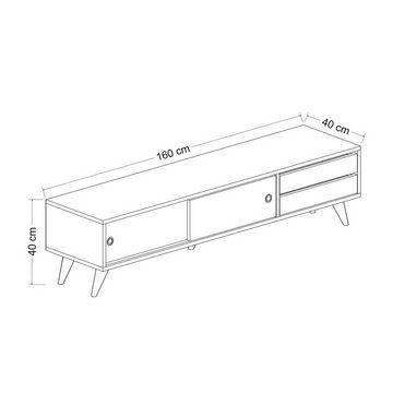 en.casa TV-Schrank Fladså TV Board 40x160x40cm Eiche-Optik / Schwarz