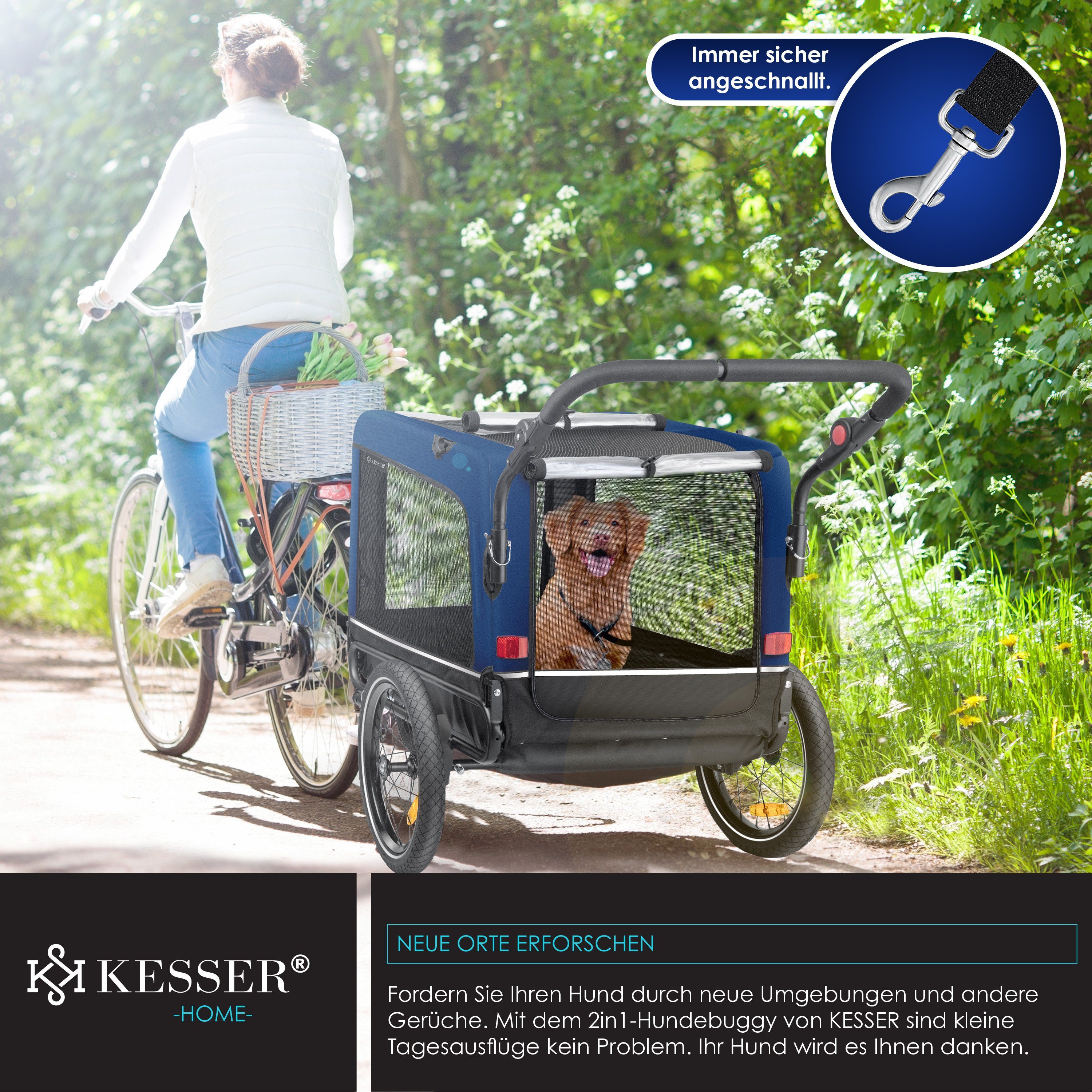 KESSER Fahrradhundeanhänger, Hundeanhänger Boxer 3-in-1 Hundebuggy Jogger Fahrradanhänger – Bild 5 von 5