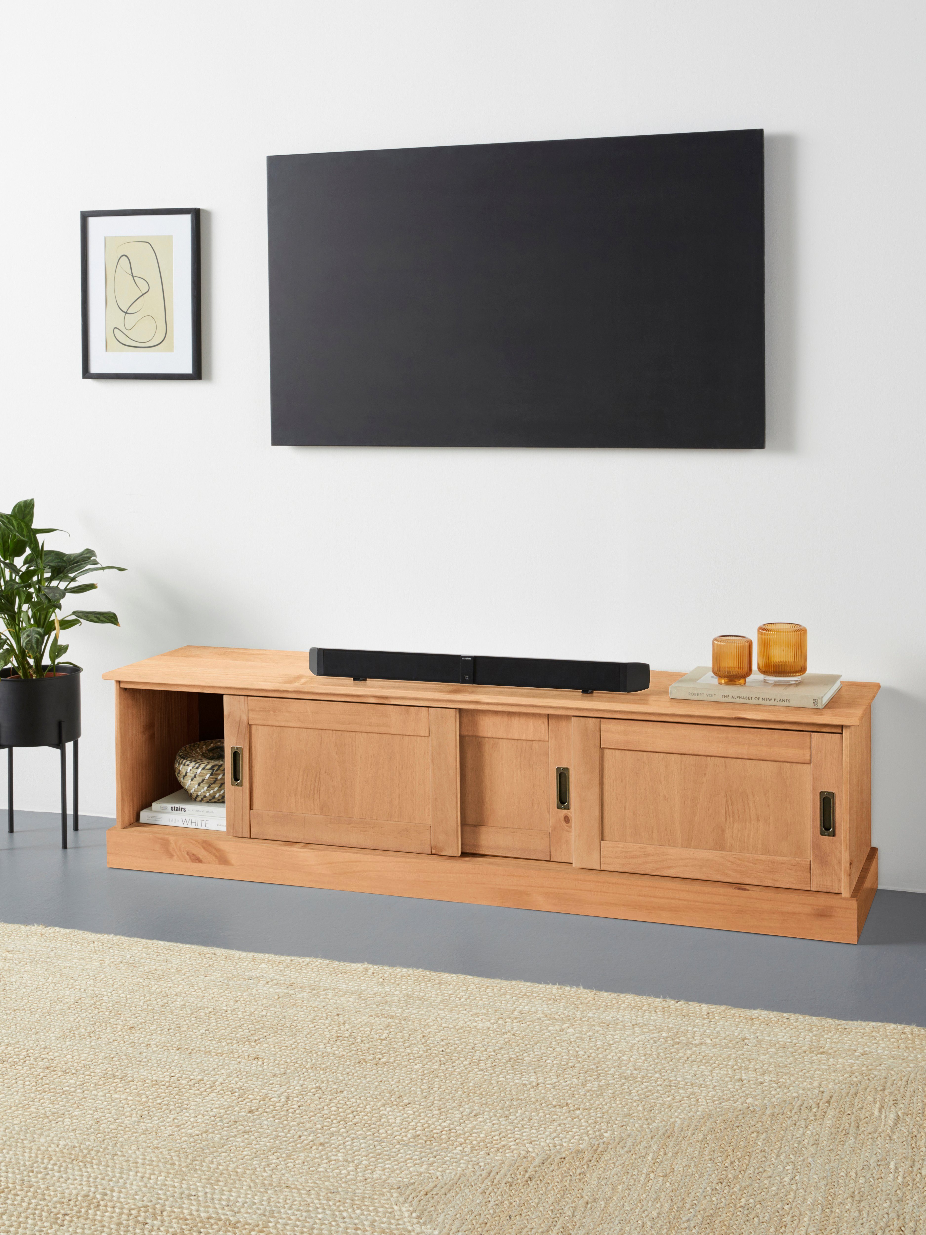 OTTO home Lowboard Schröder, Kommode mit 3 Schiebetüren, aus massivem Kiefernholz