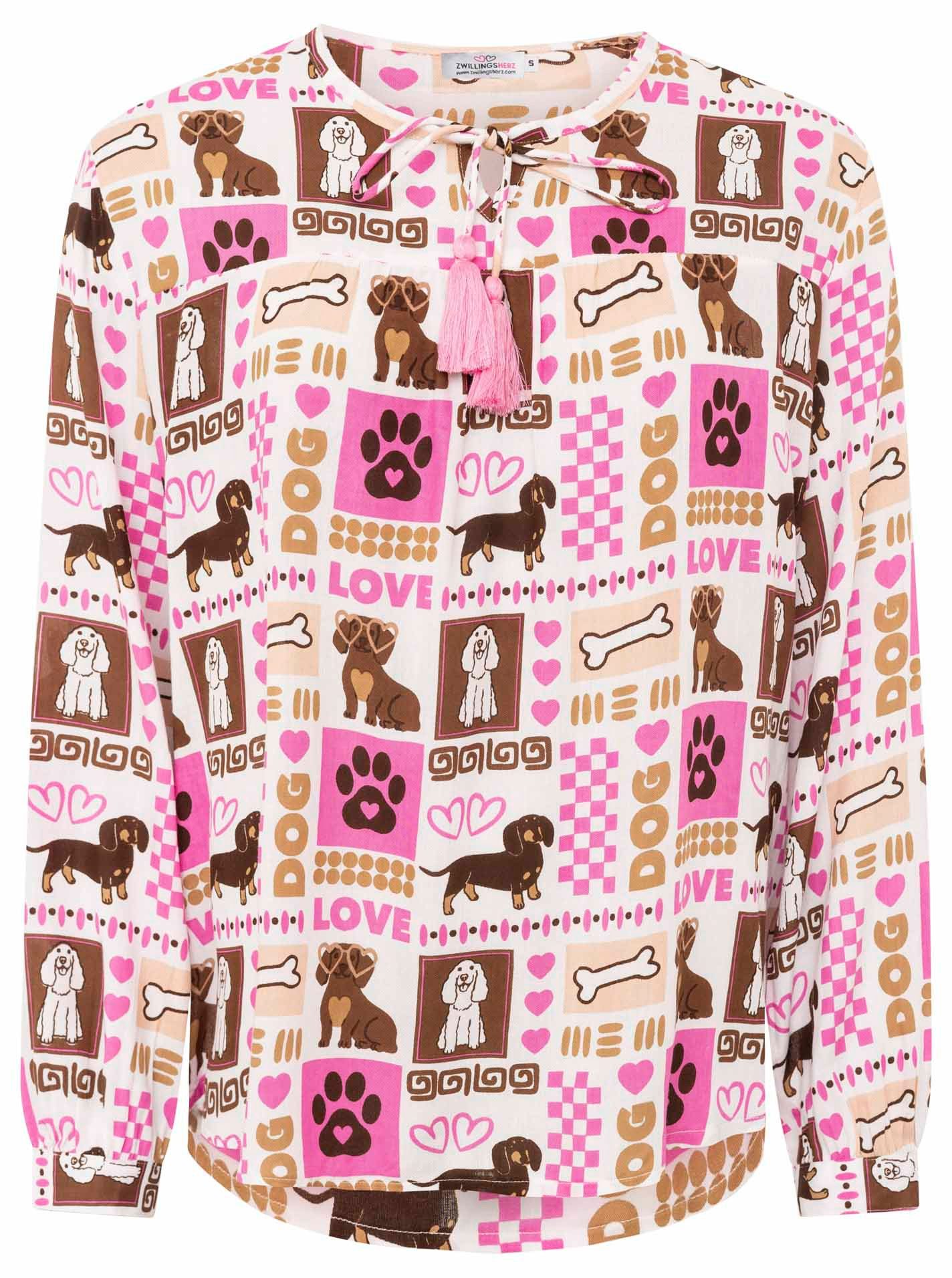 Zwillingsherz Klassische Bluse Pawsitive Patchwork
