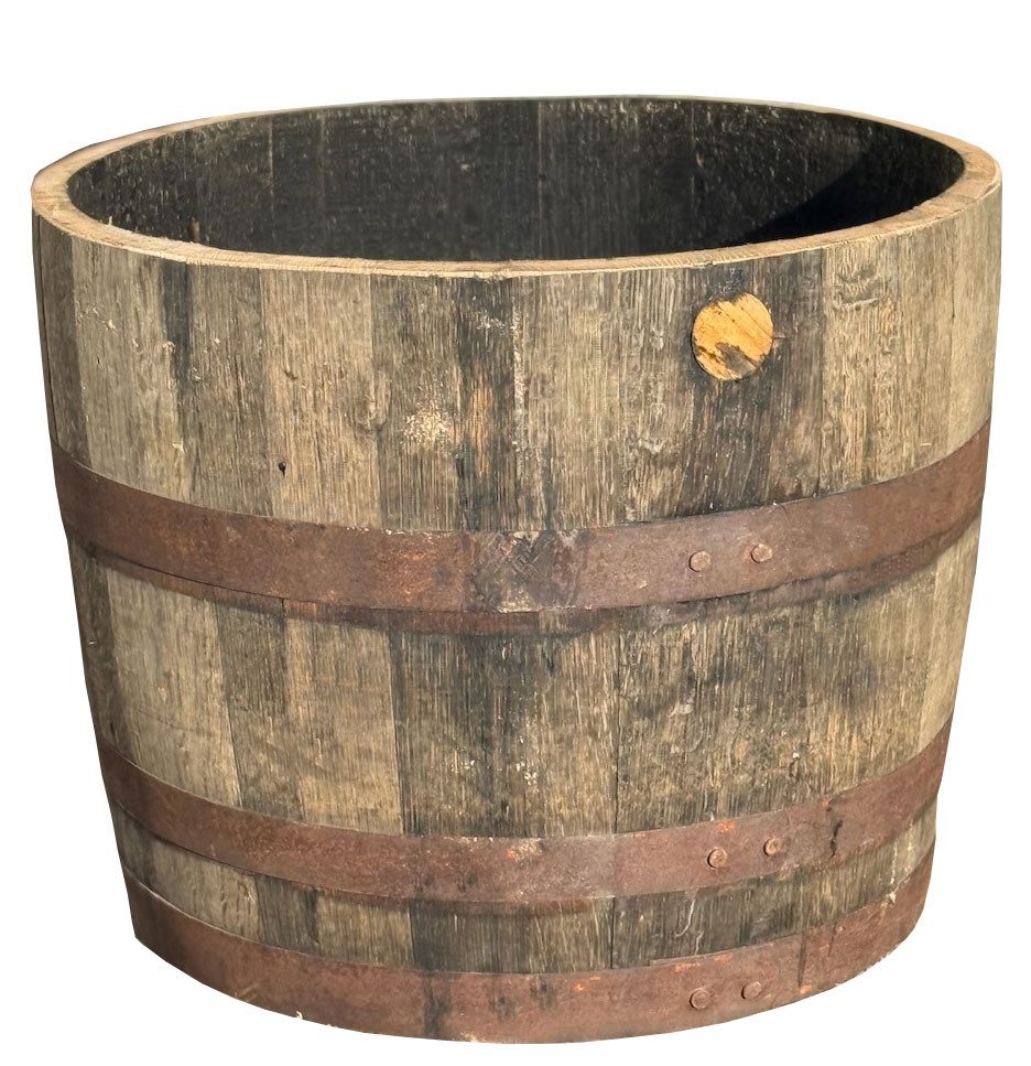 Temesso Pflanzkübel Extra HOHES schottisches Whiskyfass halbiert (Höhe ca. 50 cm) natur