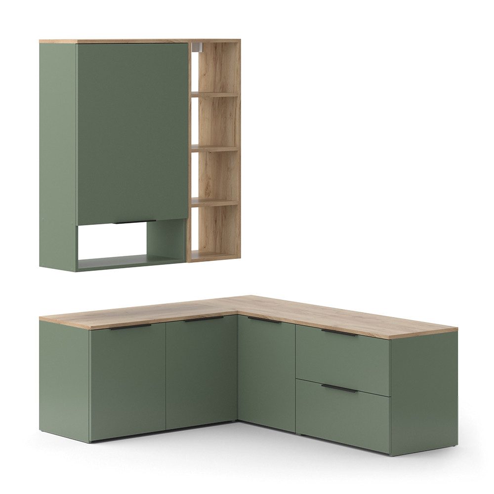 Vicco Wohnwand Wido, Grün/Sonoma, 5 Teile günstig online kaufen