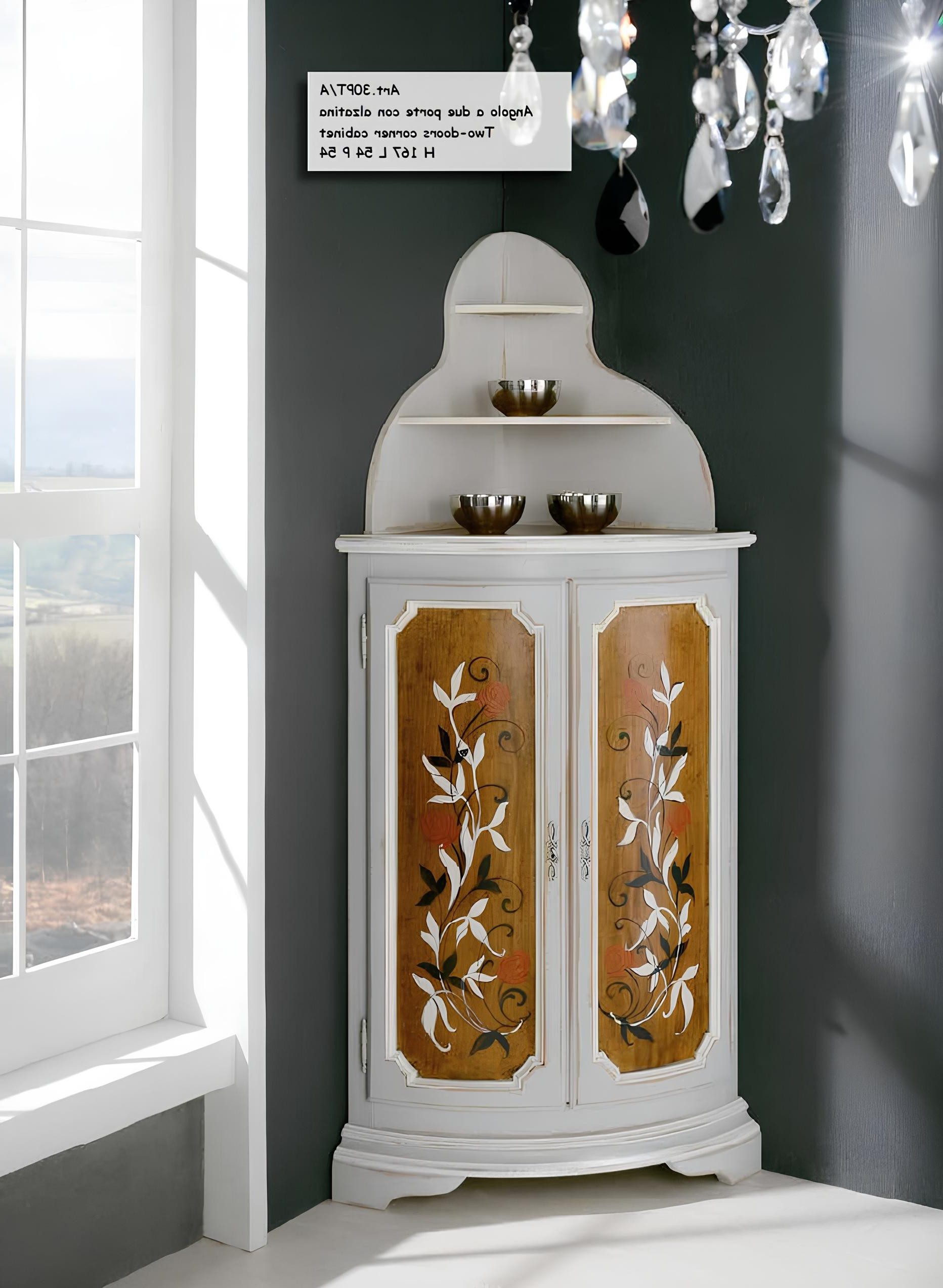 Xlmoebel Anrichte Landhaus Eckschrank Kommode aus Italienisches Holz (1 St), Made in Europa