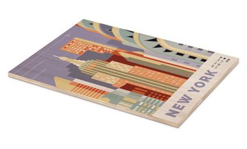 Posterlounge Holzbild Nigel Sandor, New York Skyline, Wohnzimmer Illustration