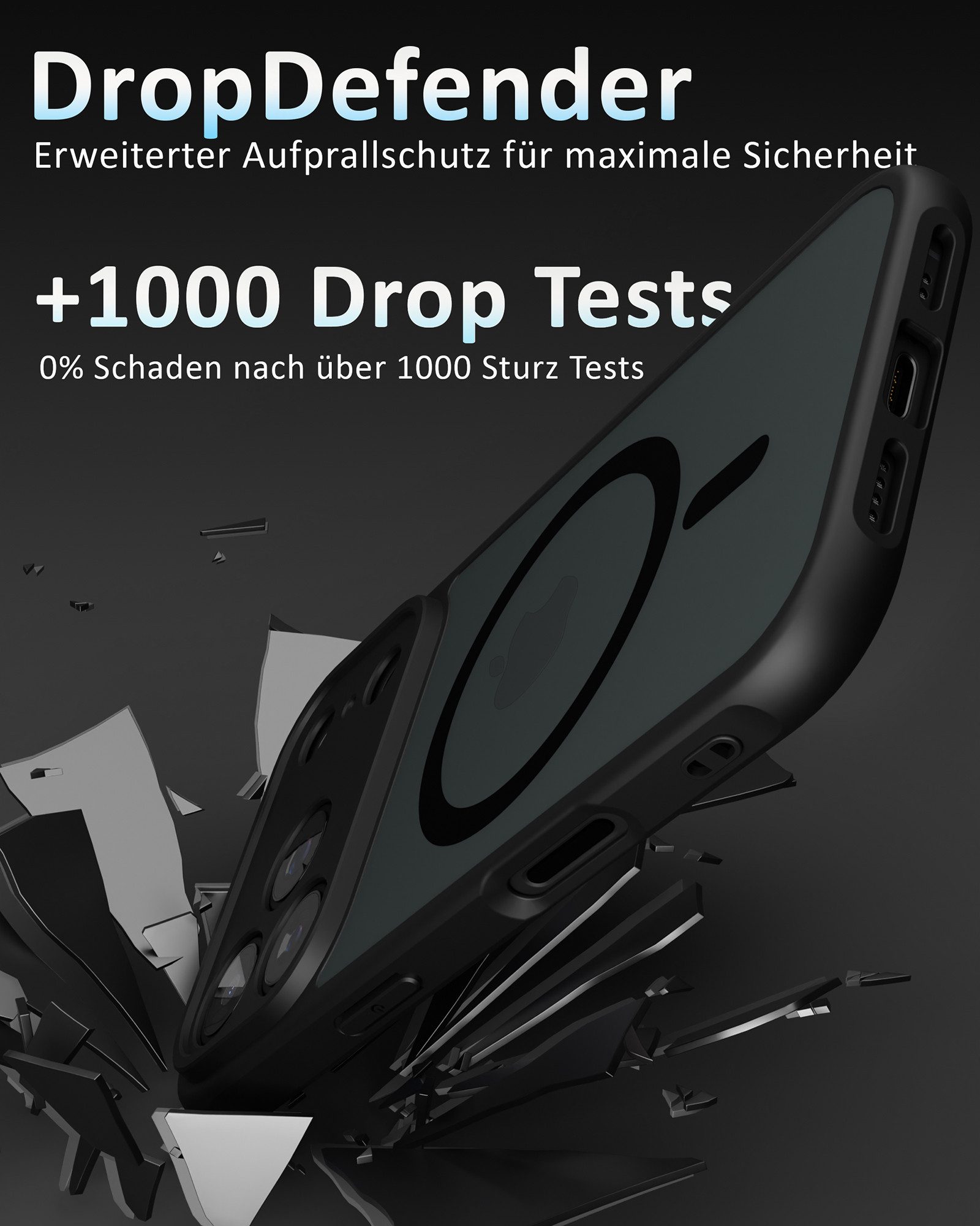 GreenHec Handyhülle Hülle iPhone 17 16 15 14 13 12 11 Pro Max 16e 17e Air MagSafe Magnetic 6.1 Zoll, Magnetisch Cover Schwarz Matt Black Case Bumper Schutzhülle Handyhülle