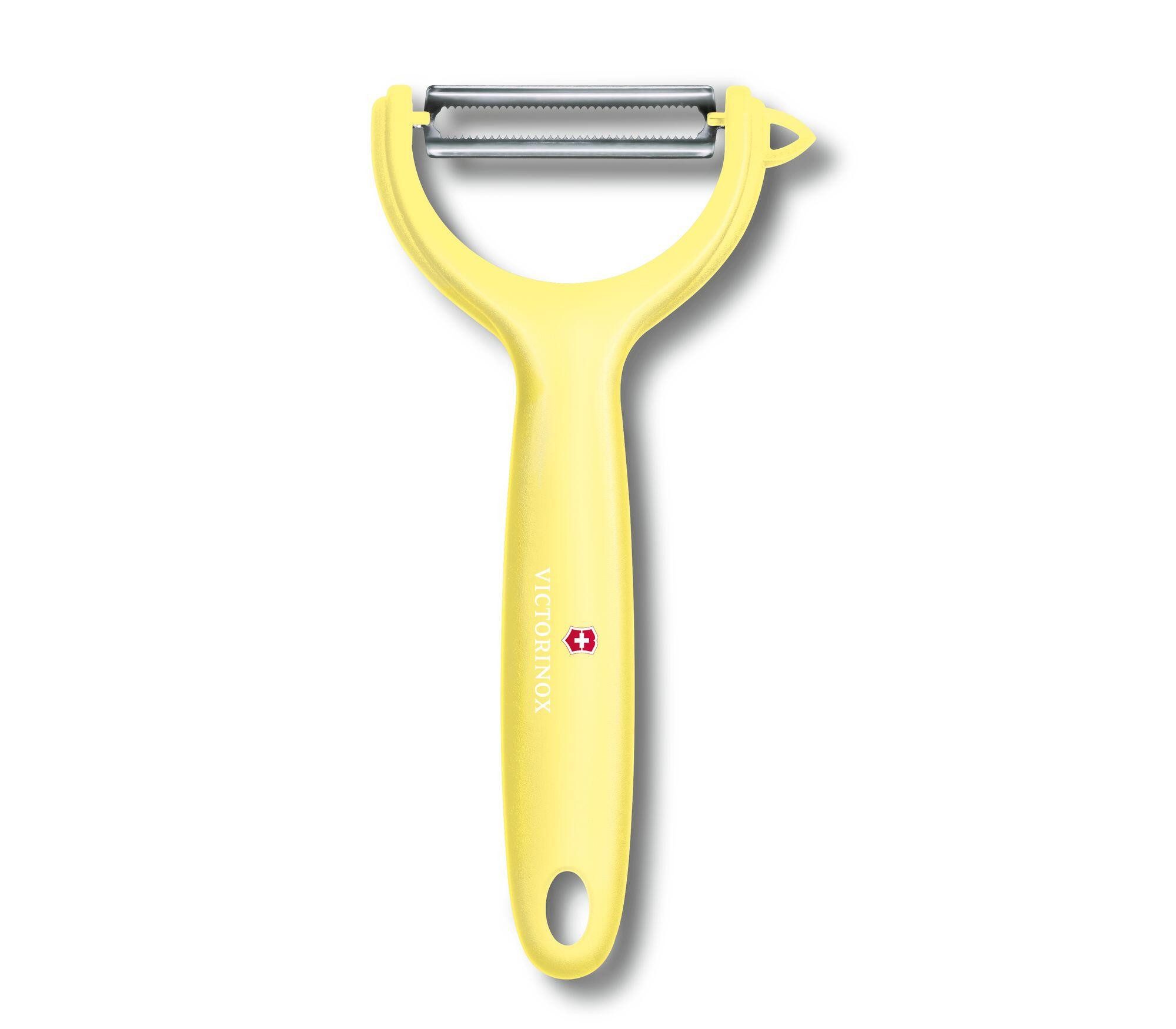 Victorinox Spargelschäler Universalschäler mit extra scharfer Zackenschliffklinge, ergonomisch, Zweischneidig, Limited Edition Hellgelb