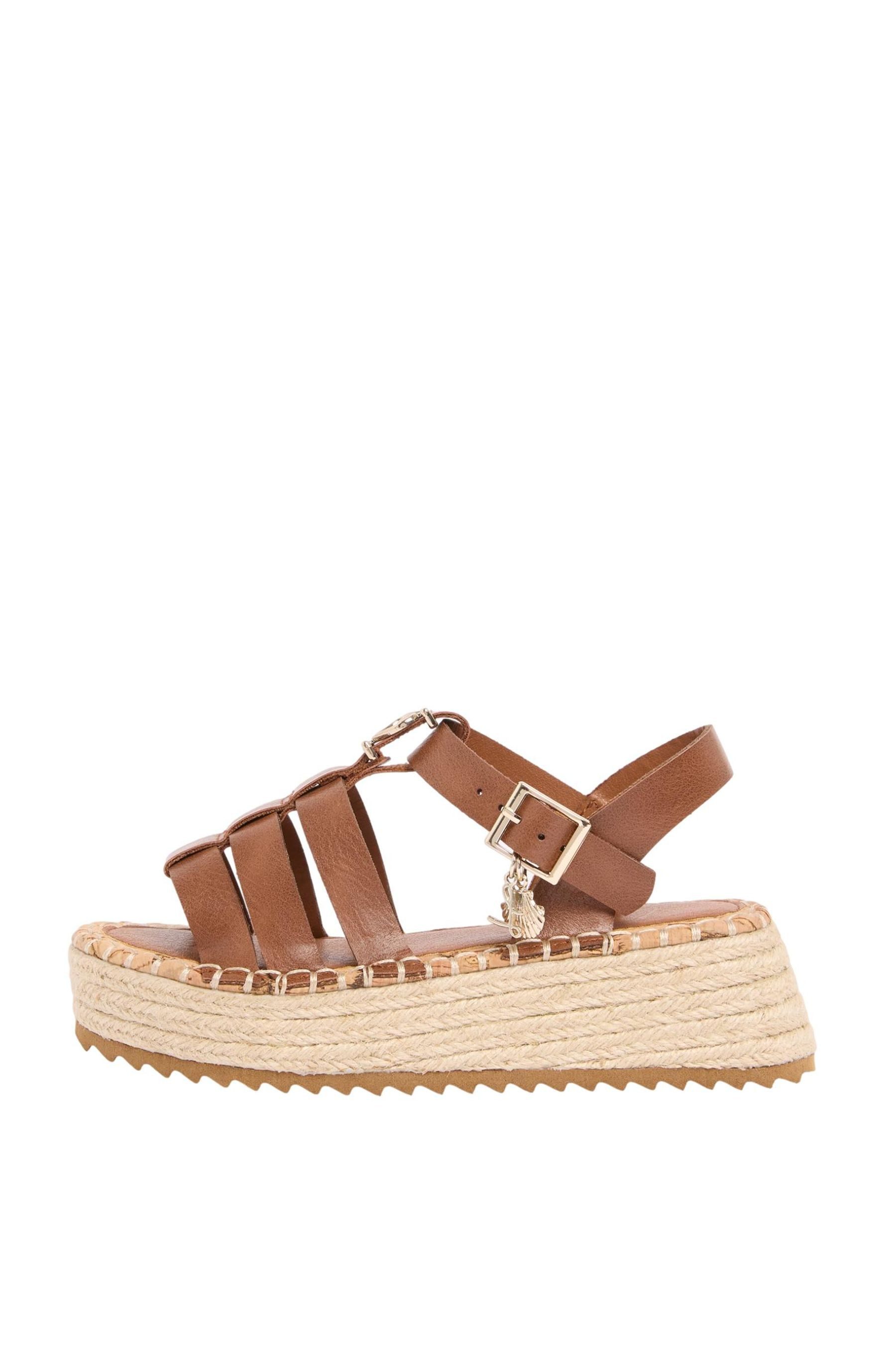 LIPSY Lipsy Flatform-Sandalen mit Raffia und Fußbett Römersandale (1-tlg)