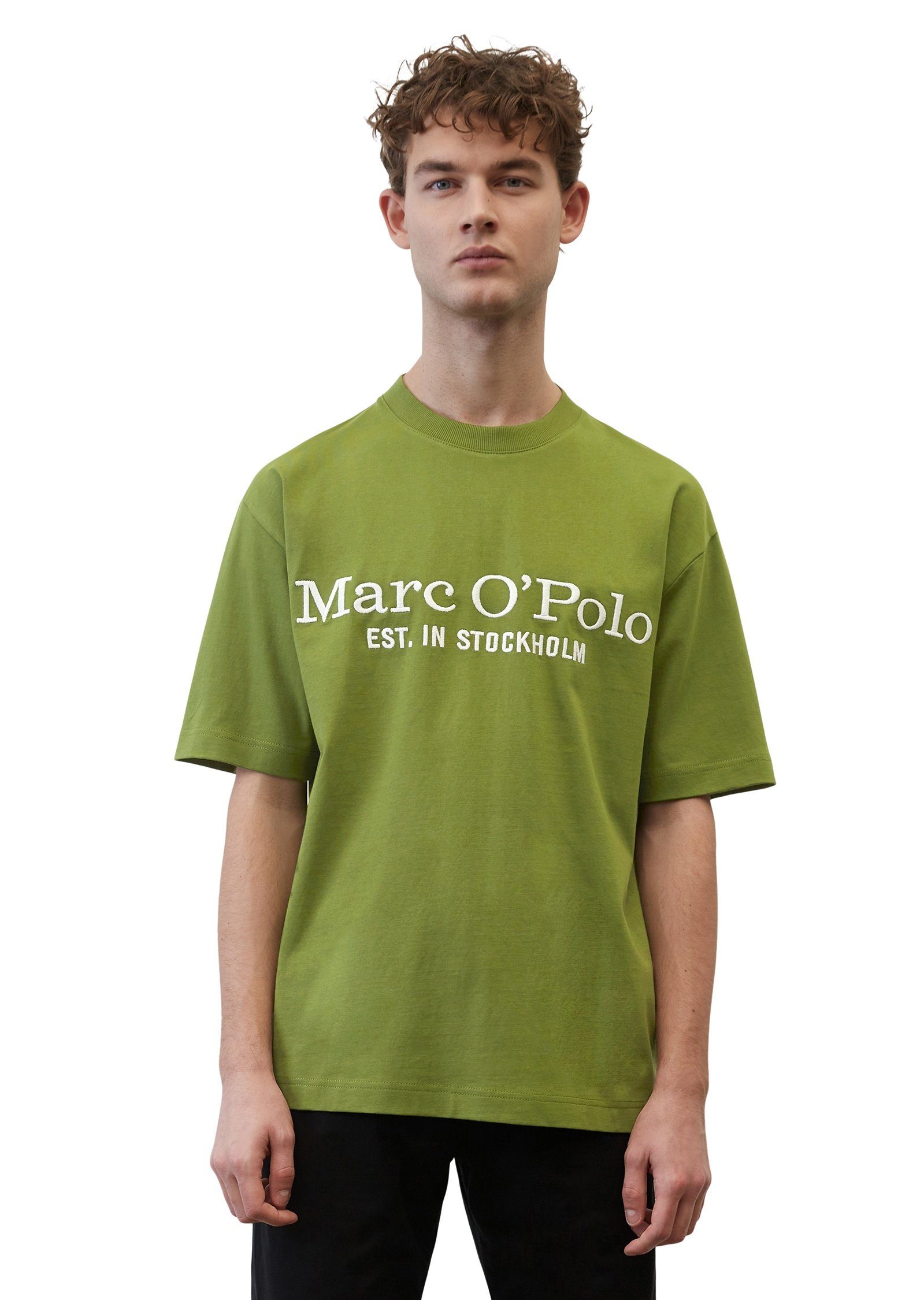 Marc O'Polo hochwertiger T-Shirt dunkelgrün Bio-Baumwolle aus