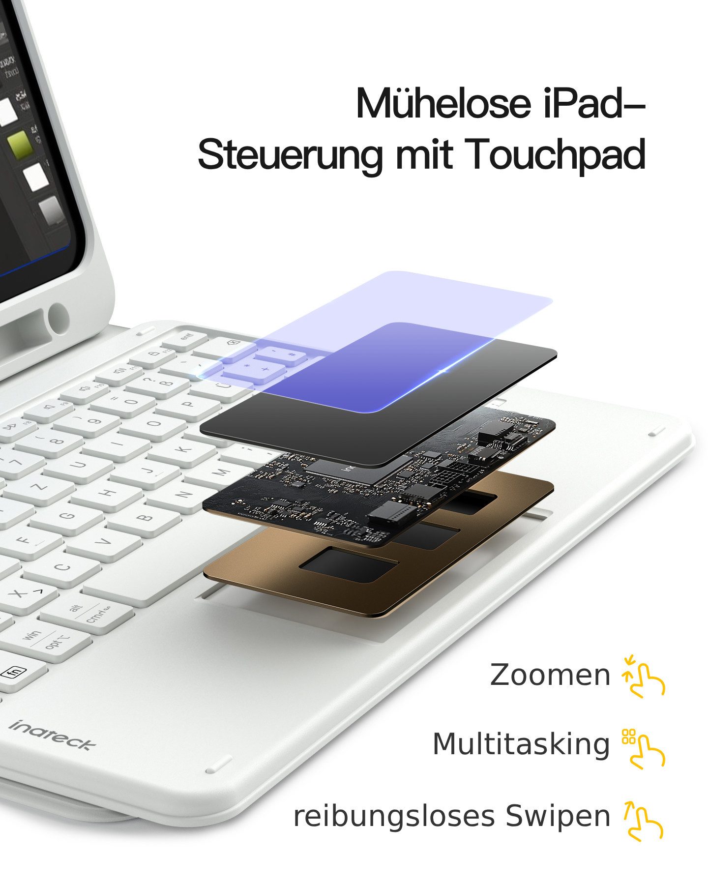 Inateck 10.9-11 Zoll iPad A16 11/10 Gen, Air M4/M3/M2, iPad Pro 4/3/2 iPad-Tastatur – Bild 5 von 5