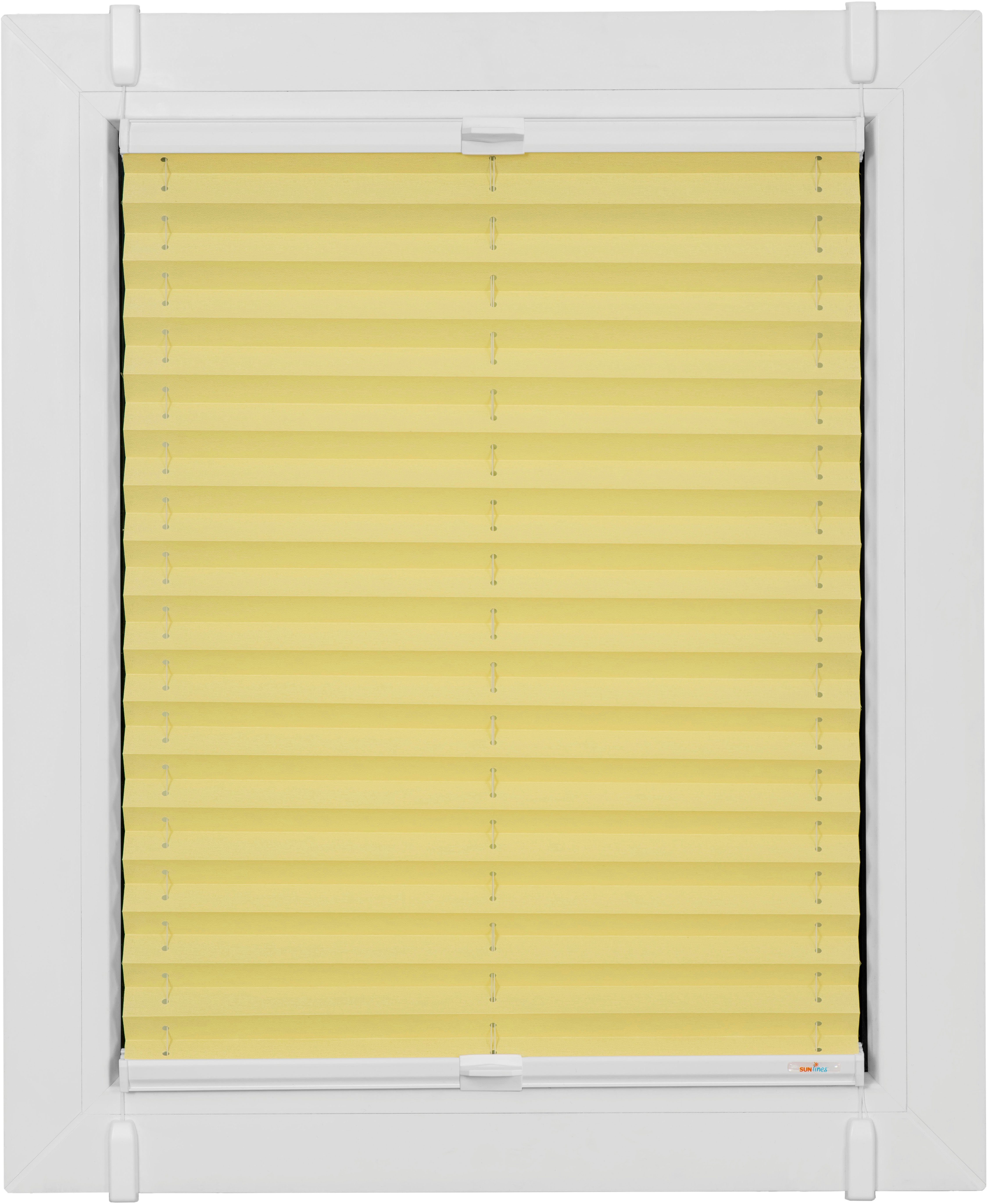 sunlines Plissee One Size Style Crepe, blickdicht, ohne Bohren, verspannt, Klemmfix, Zubehörfarbe weiß, zum Klemmen