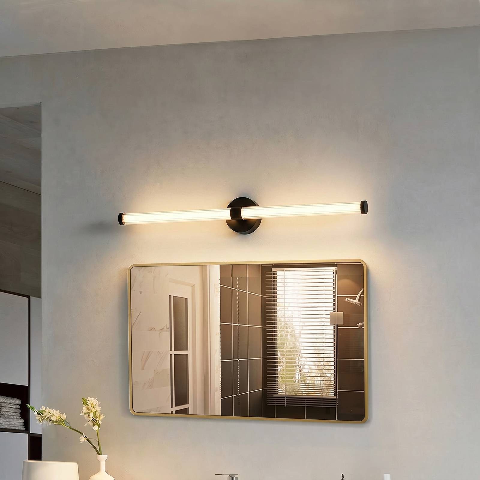 Lucande Wandleuchte Melisa, LED, Glas Schwarz Farbwechsel warmweiß / tageslicht IP44, Farbwechsel warmweiß / tageslicht